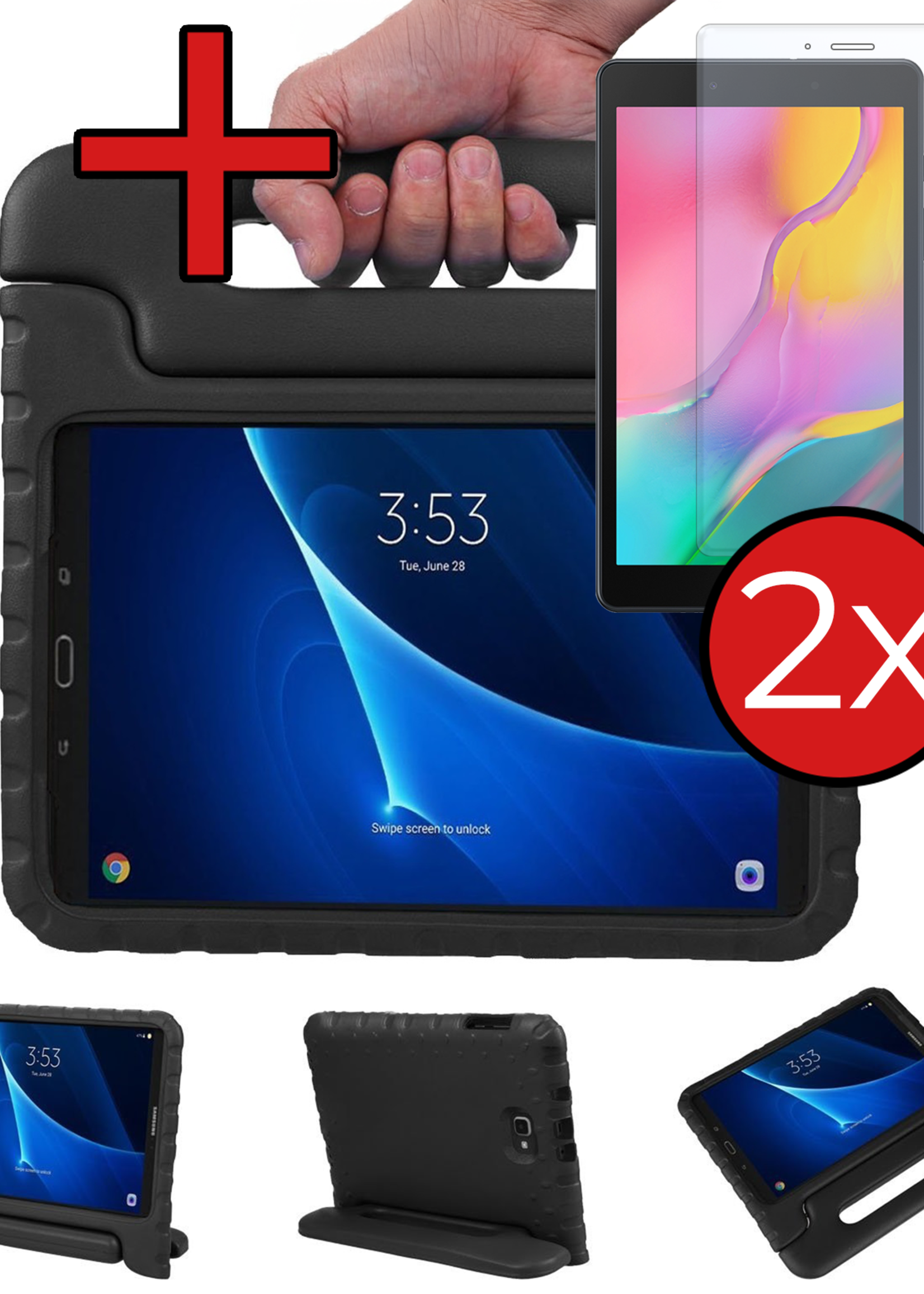 BTH BTH Samsung Galaxy Tab A 10.1 2016 Kinderhoes Met 2x Screenprotector - Zwart