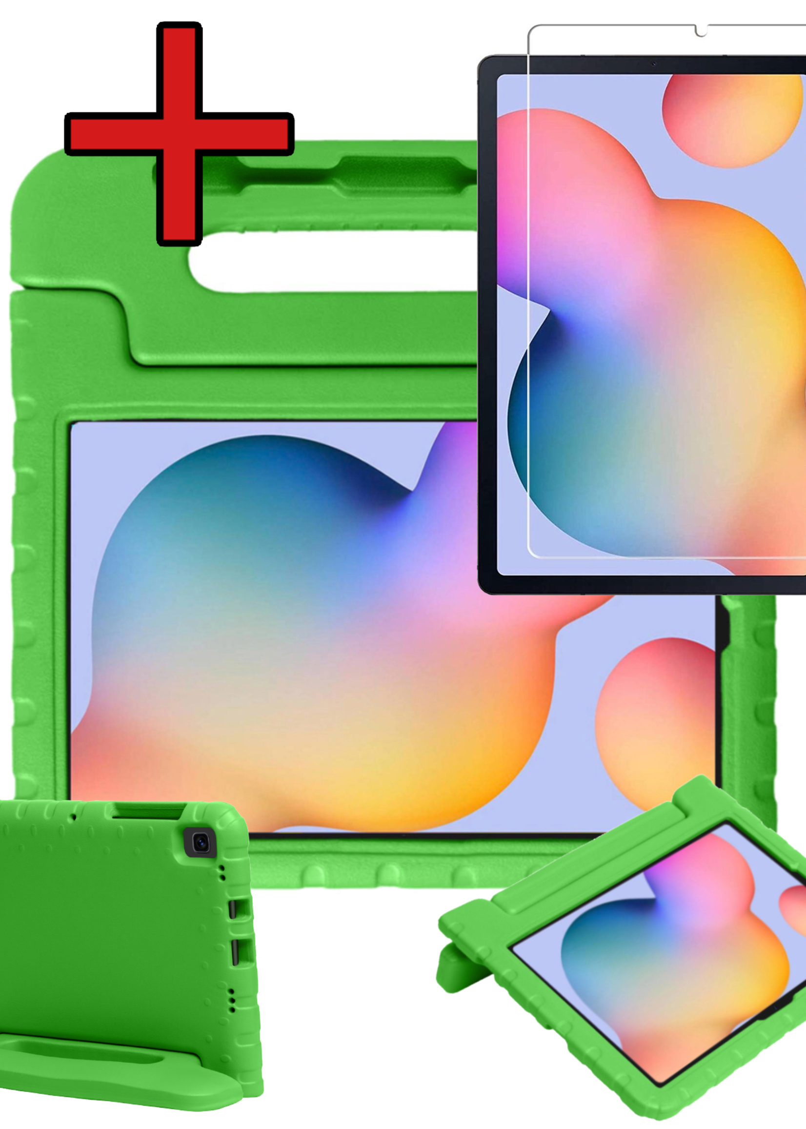 BTH BTH Samsung Galaxy Tab S6 Lite Kinderhoes Met Screenprotector - Groen