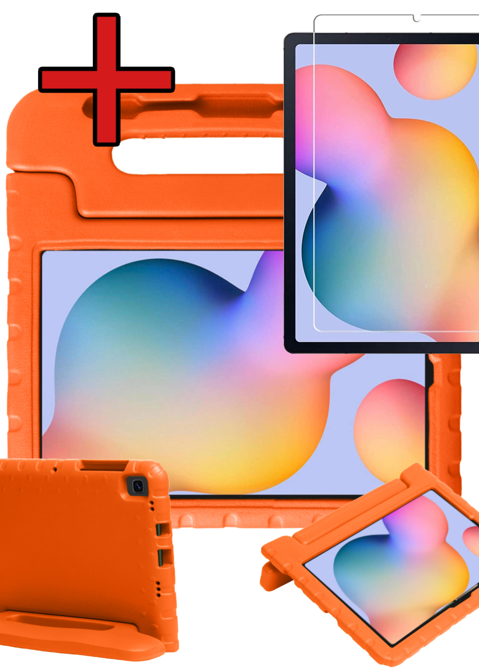 BTH BTH Samsung Galaxy Tab S6 Lite Kinderhoes Met Screenprotector - Oranje
