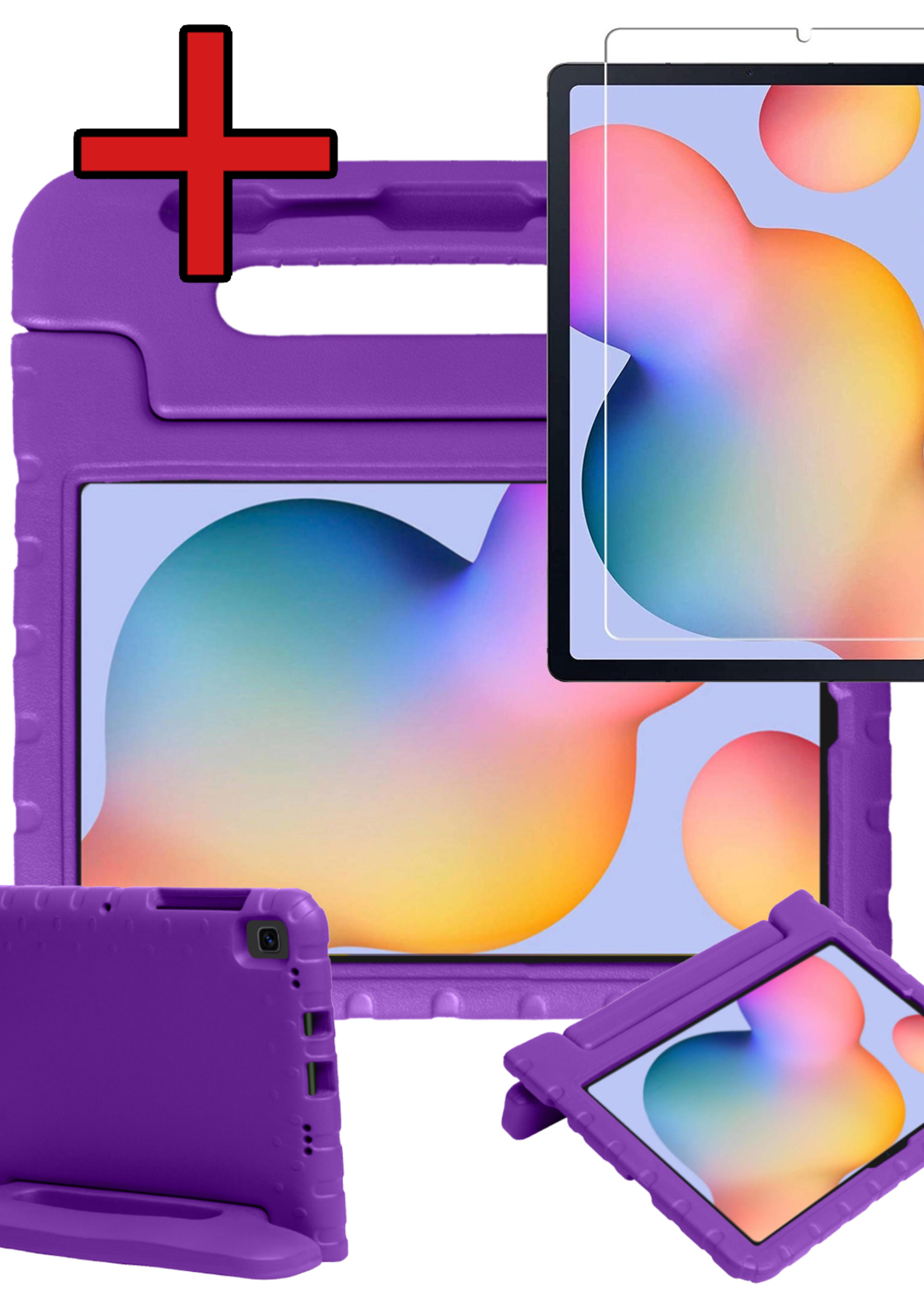 BTH BTH Samsung Galaxy Tab S6 Lite Kinderhoes Met Screenprotector - Paars