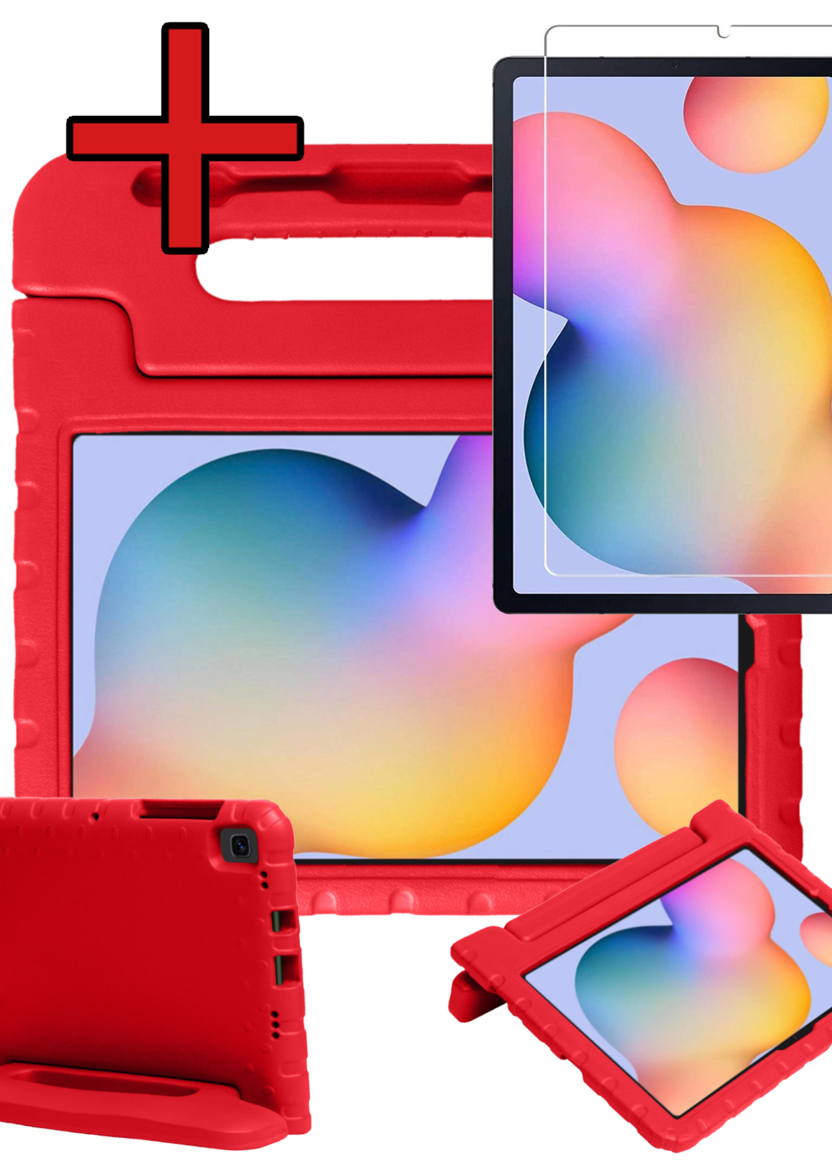 BTH BTH Samsung Galaxy Tab S6 Lite Kinderhoes Met Screenprotector - Rood