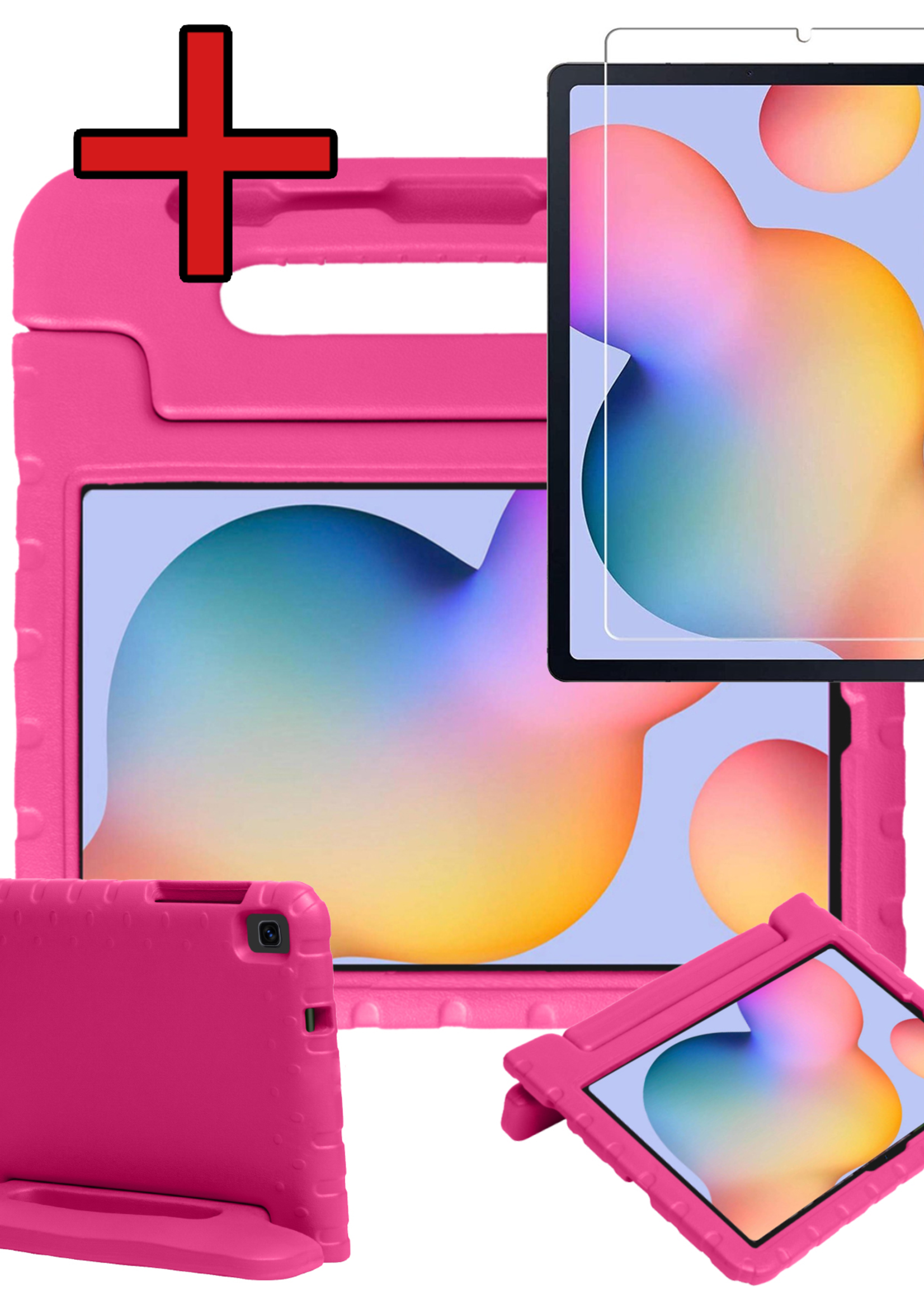 BTH BTH Samsung Galaxy Tab S6 Lite Kinderhoes Met Screenprotector - Roze