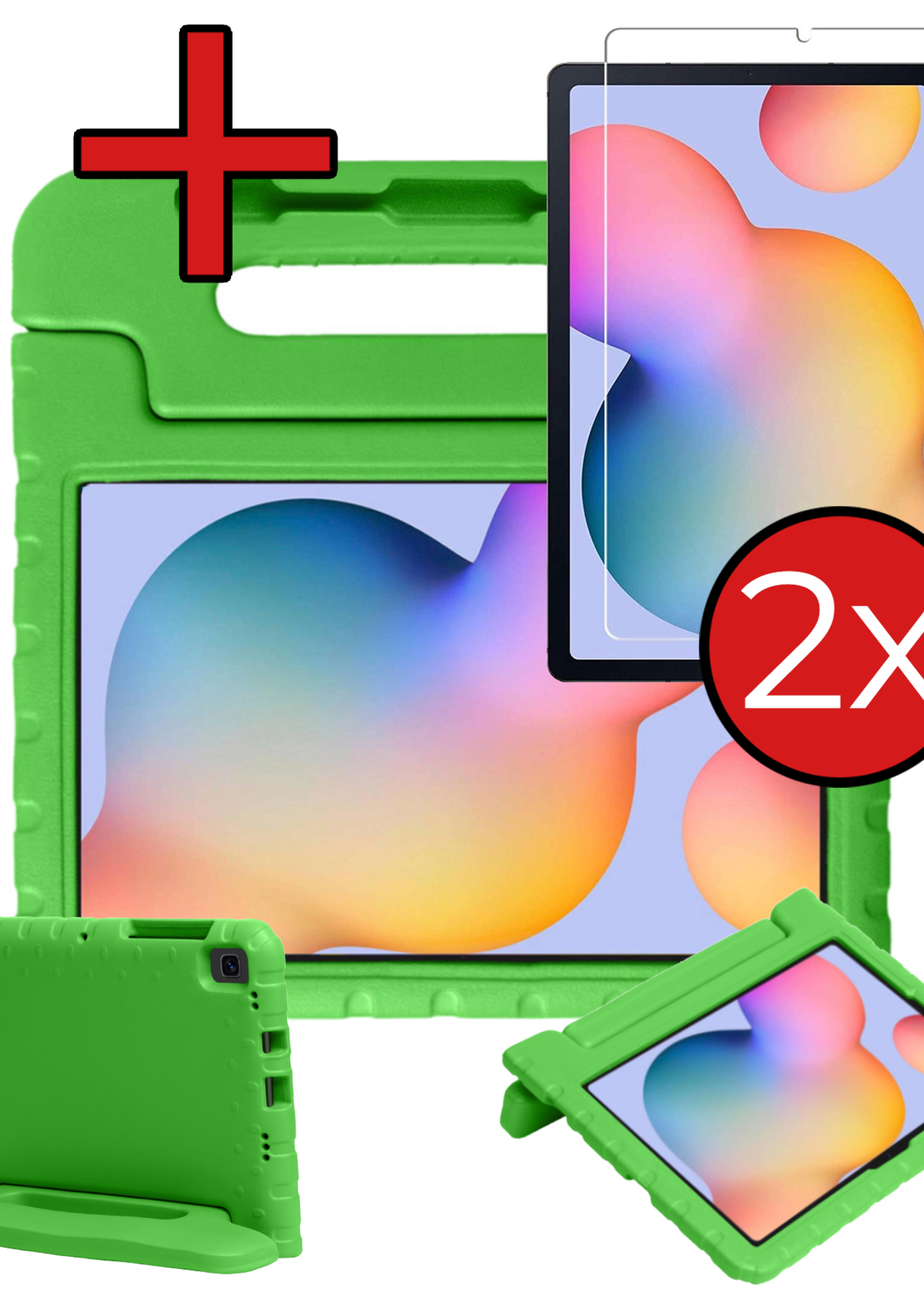 BTH BTH Samsung Galaxy Tab S6 Lite Kinderhoes Met 2x Screenprotector - Groen