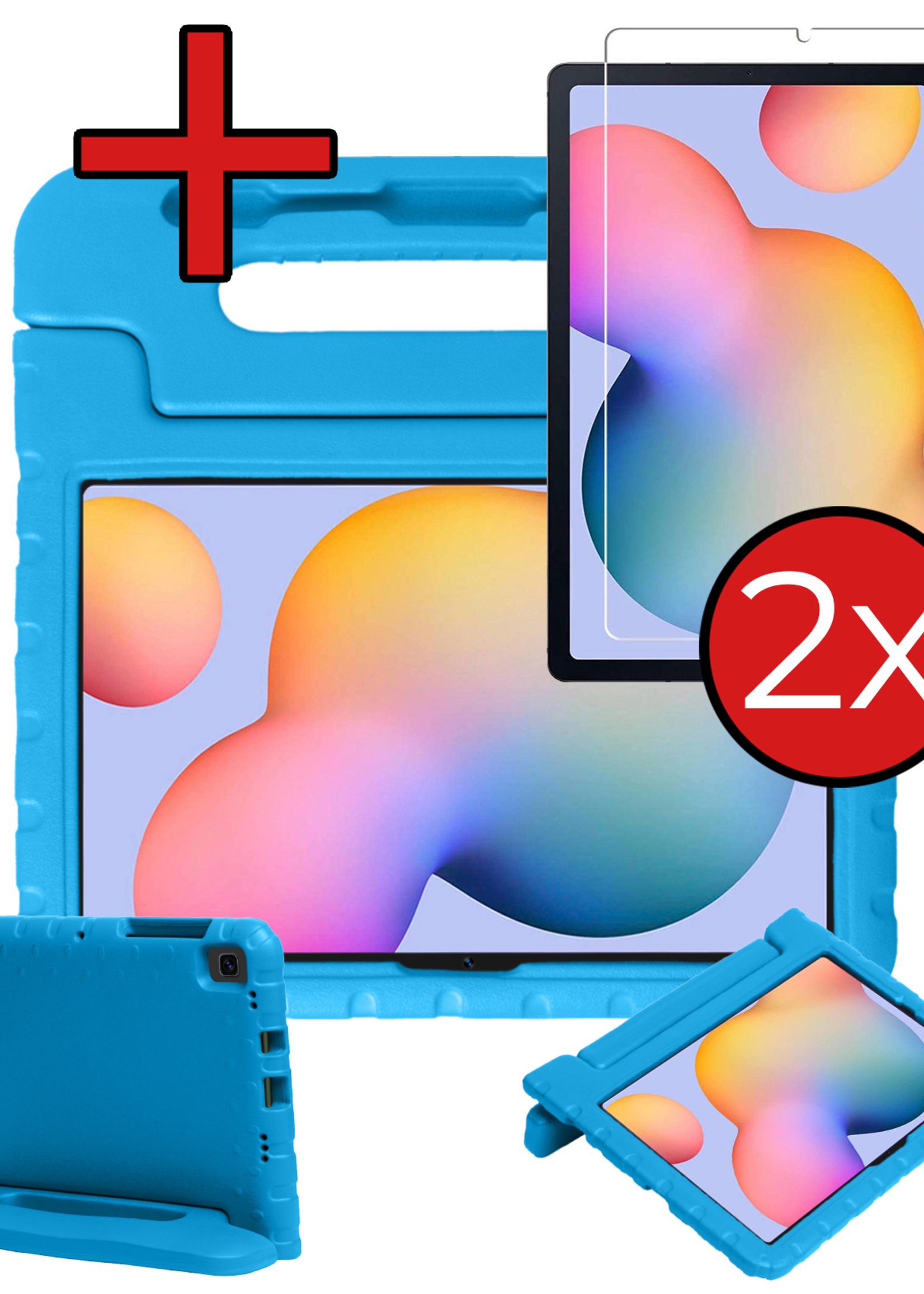 BTH BTH Samsung Galaxy Tab S6 Lite Kinderhoes Met 2x Screenprotector - Blauw
