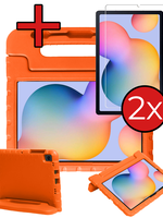BTH BTH Samsung Galaxy Tab S6 Lite Kinderhoes Met 2x Screenprotector - Oranje