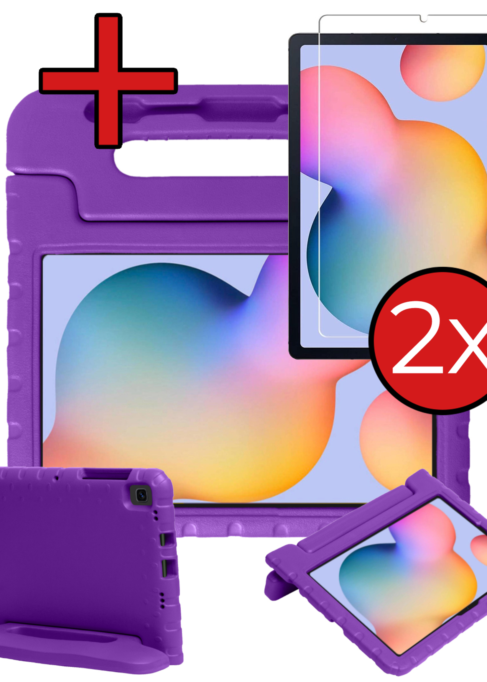 BTH BTH Samsung Galaxy Tab S6 Lite Kinderhoes Met 2x Screenprotector - Paars