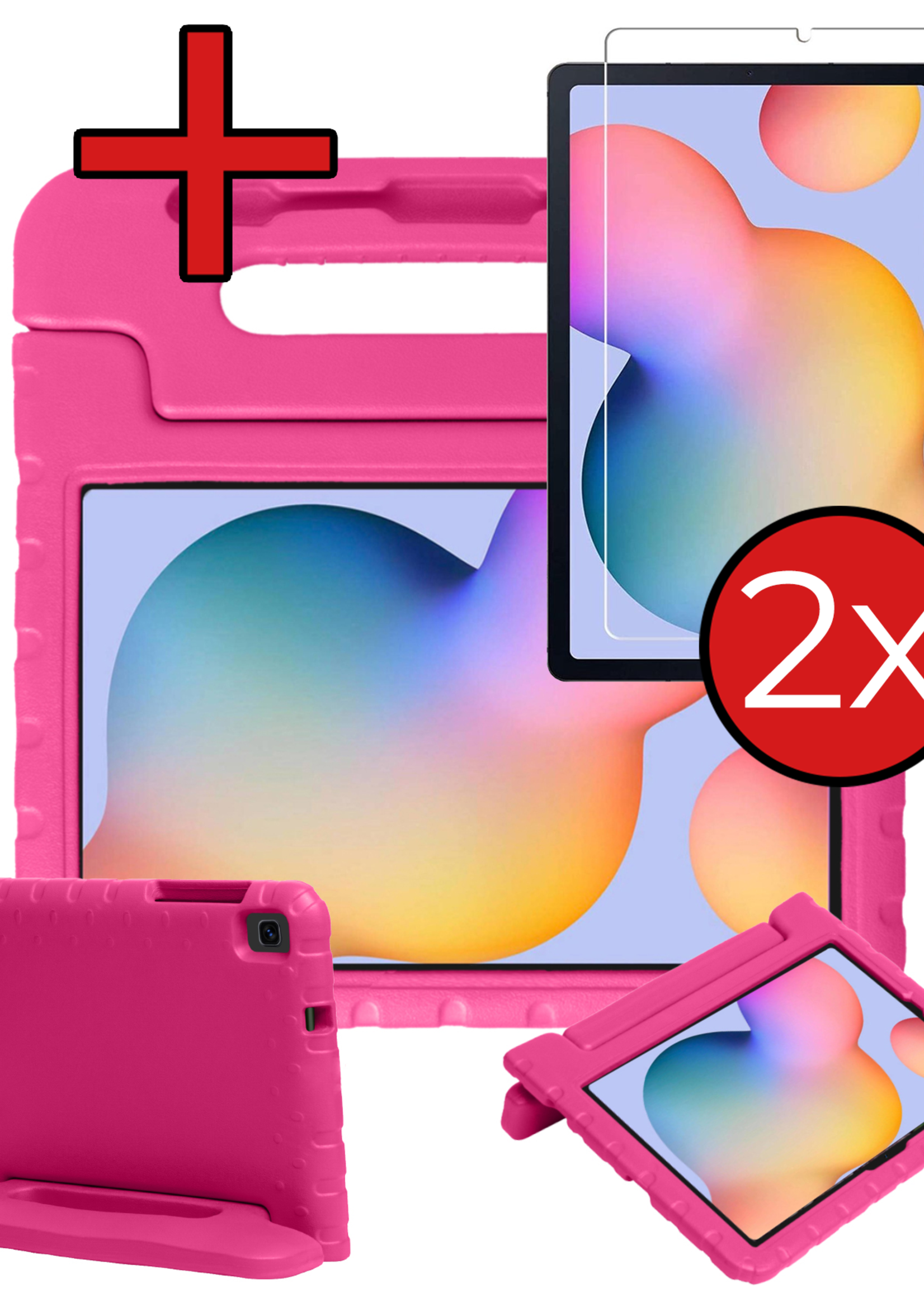 BTH BTH Samsung Galaxy Tab S6 Lite Kinderhoes Met 2x Screenprotector - Roze