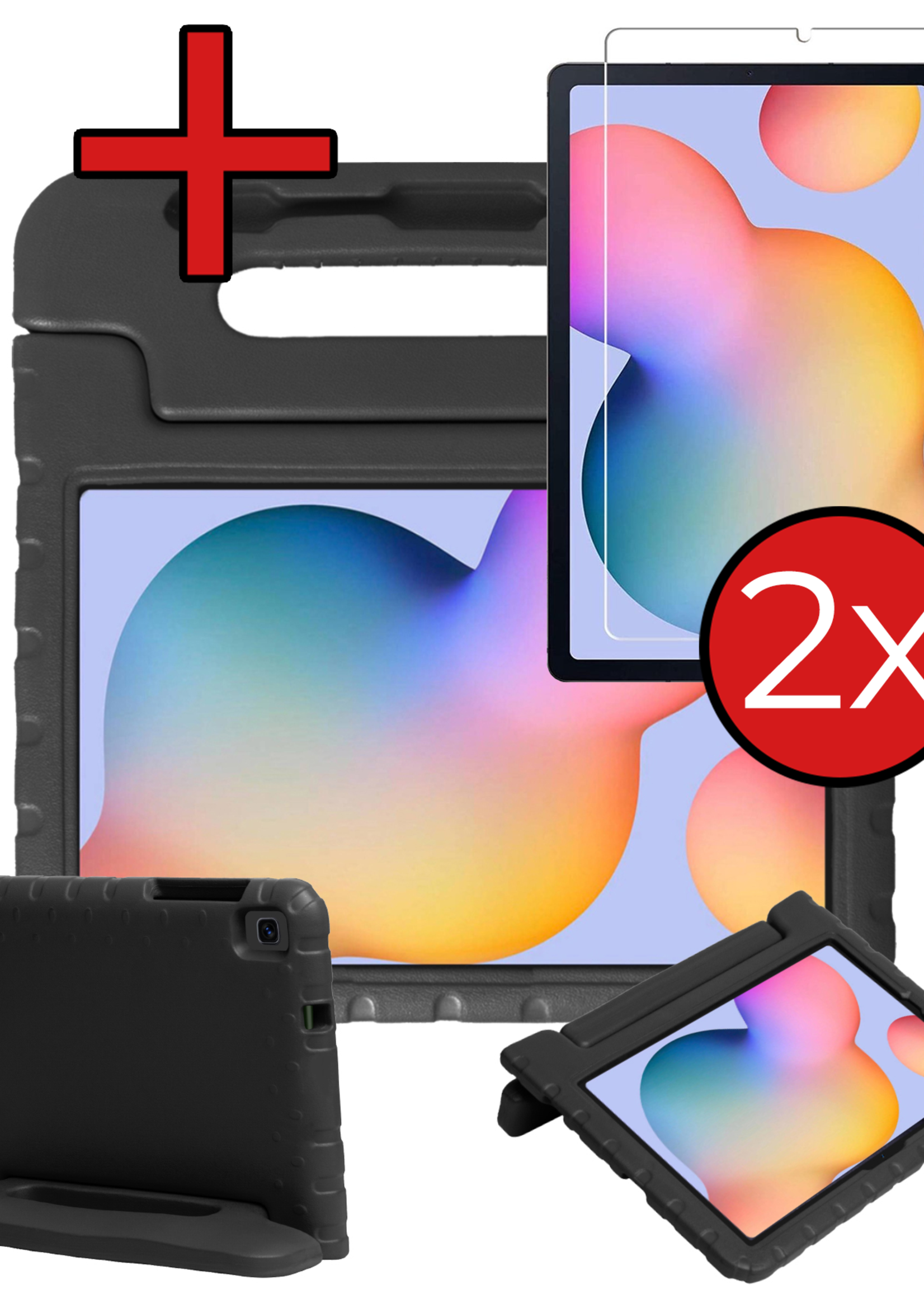 BTH BTH Samsung Galaxy Tab S6 Lite Kinderhoes Met 2x Screenprotector - Zwart