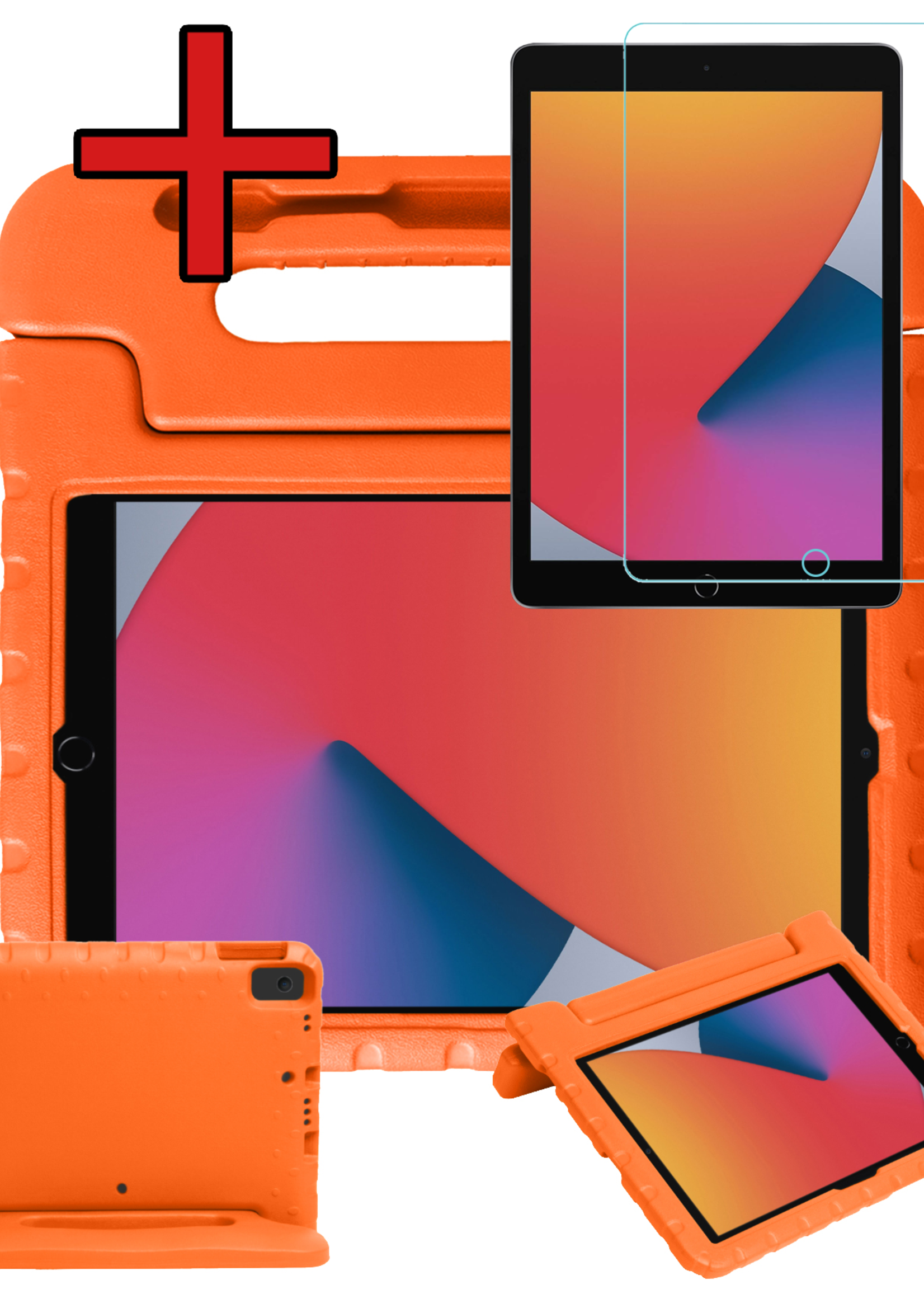 BTH BTH iPad 10.2 2019/2020 Kinderhoes Met Screenprotector - Oranje