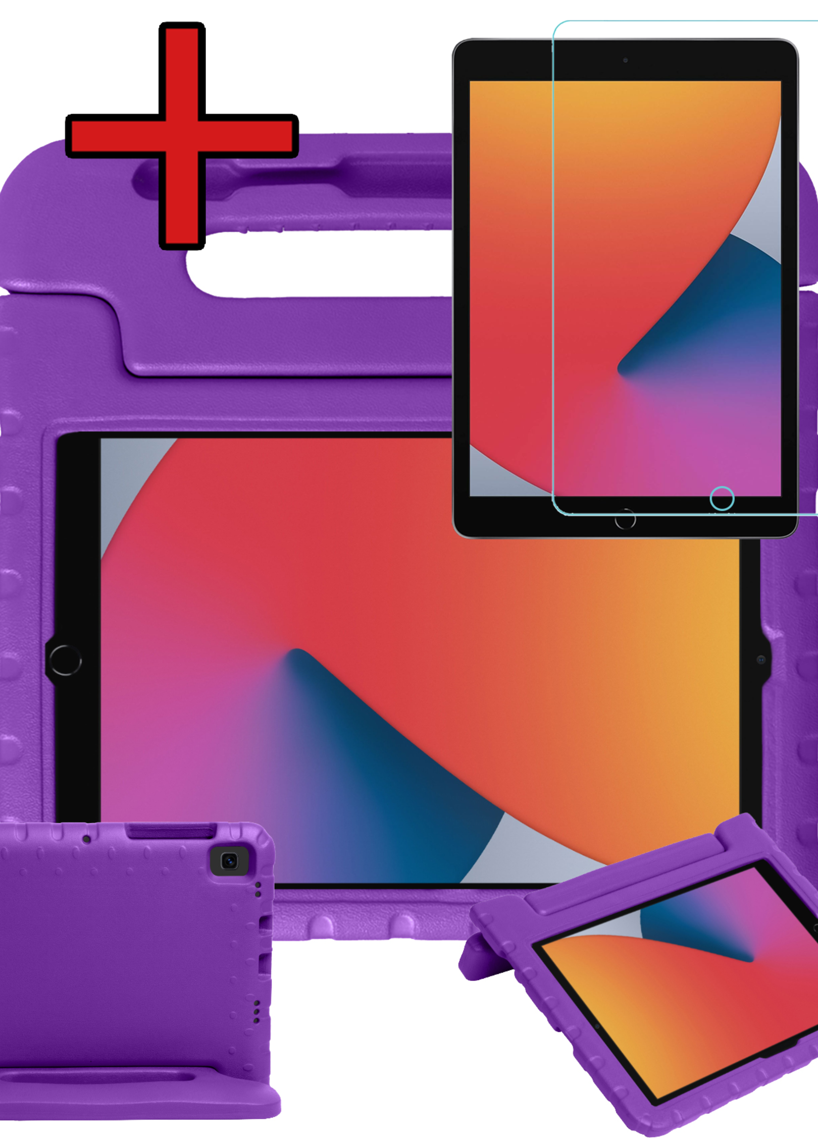 BTH BTH iPad 10.2 2019/2020 Kinderhoes Met Screenprotector - Paars