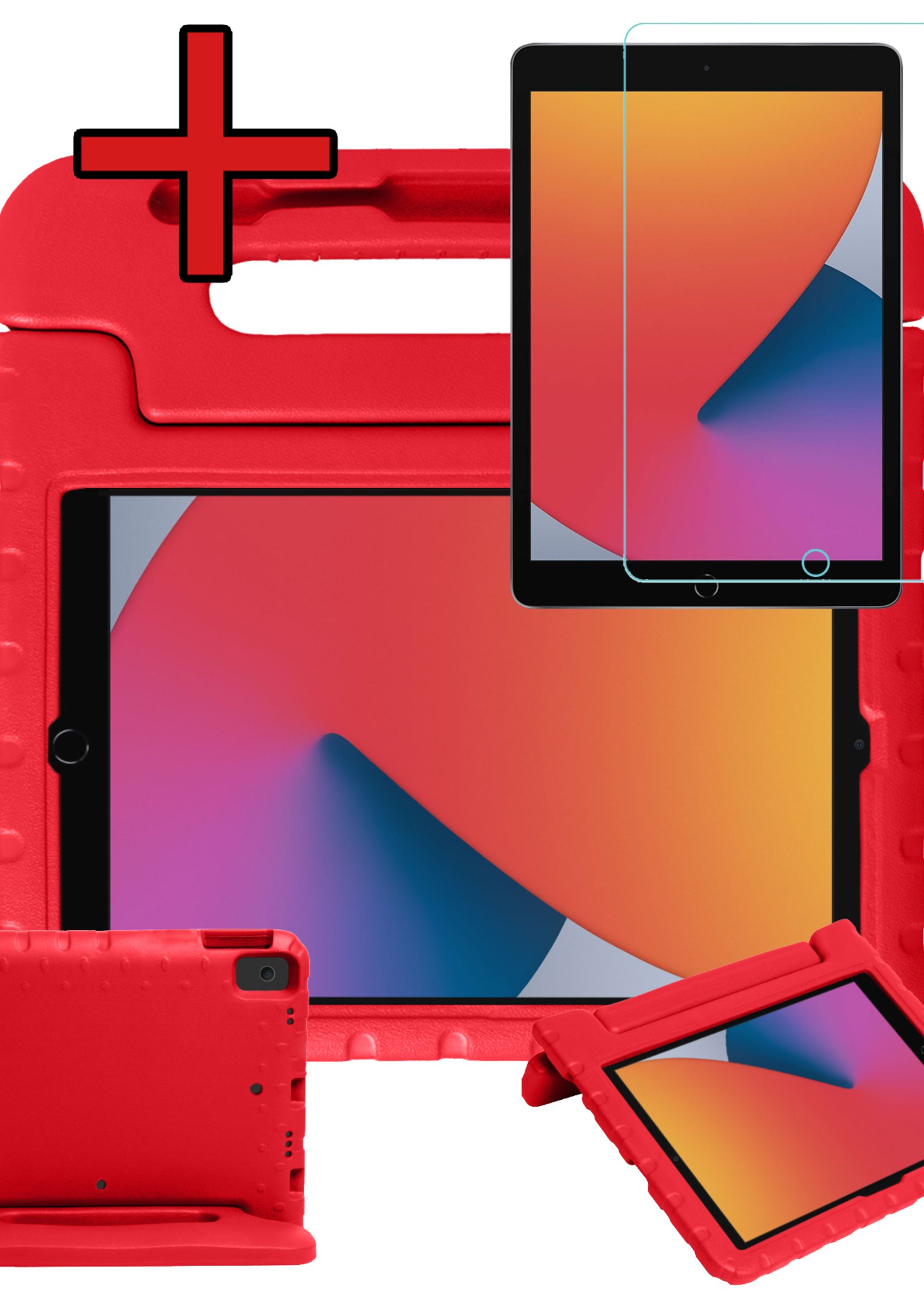 BTH BTH iPad 10.2 2019/2020 Kinderhoes Met Screenprotector - Rood