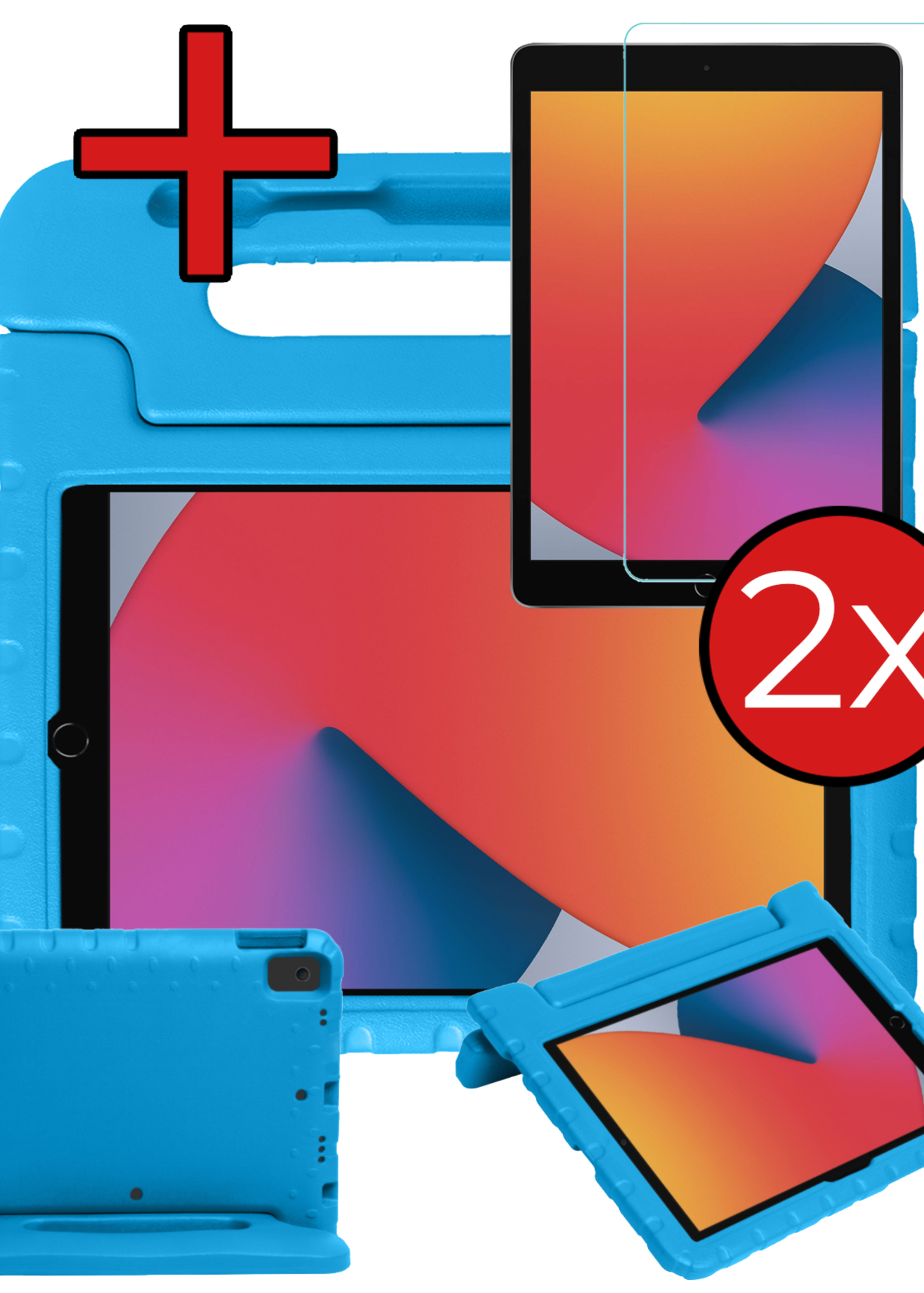 BTH BTH iPad 10.2 2019/2020 Kinderhoes Met 2x Screenprotector - Blauw