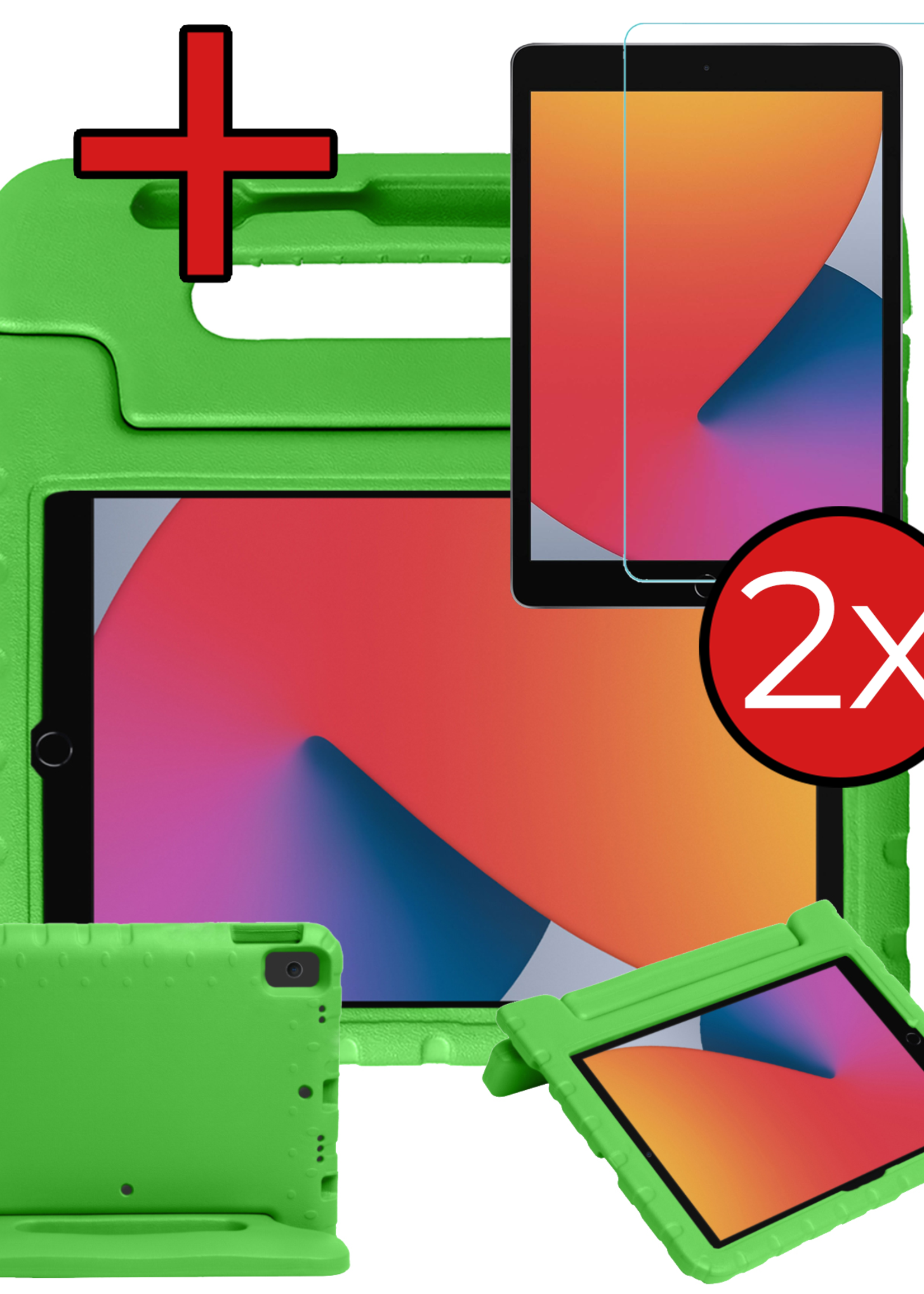 BTH BTH iPad 10.2 2019/2020 Kinderhoes Met 2x Screenprotector - Groen