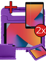 BTH BTH iPad 10.2 2019/2020 Kinderhoes Met 2x Screenprotector - Paars