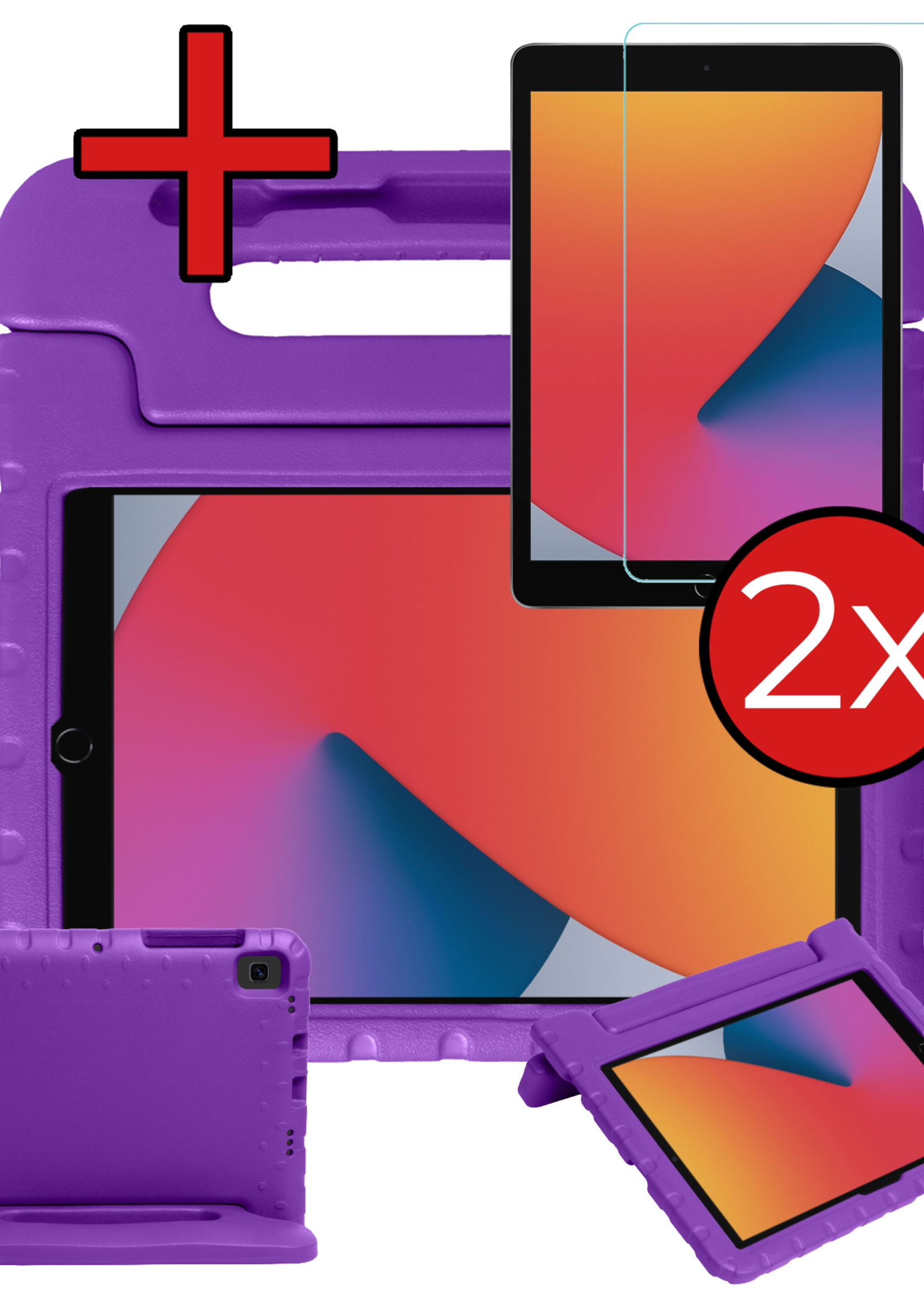 BTH BTH iPad 10.2 2019/2020 Kinderhoes Met 2x Screenprotector - Paars