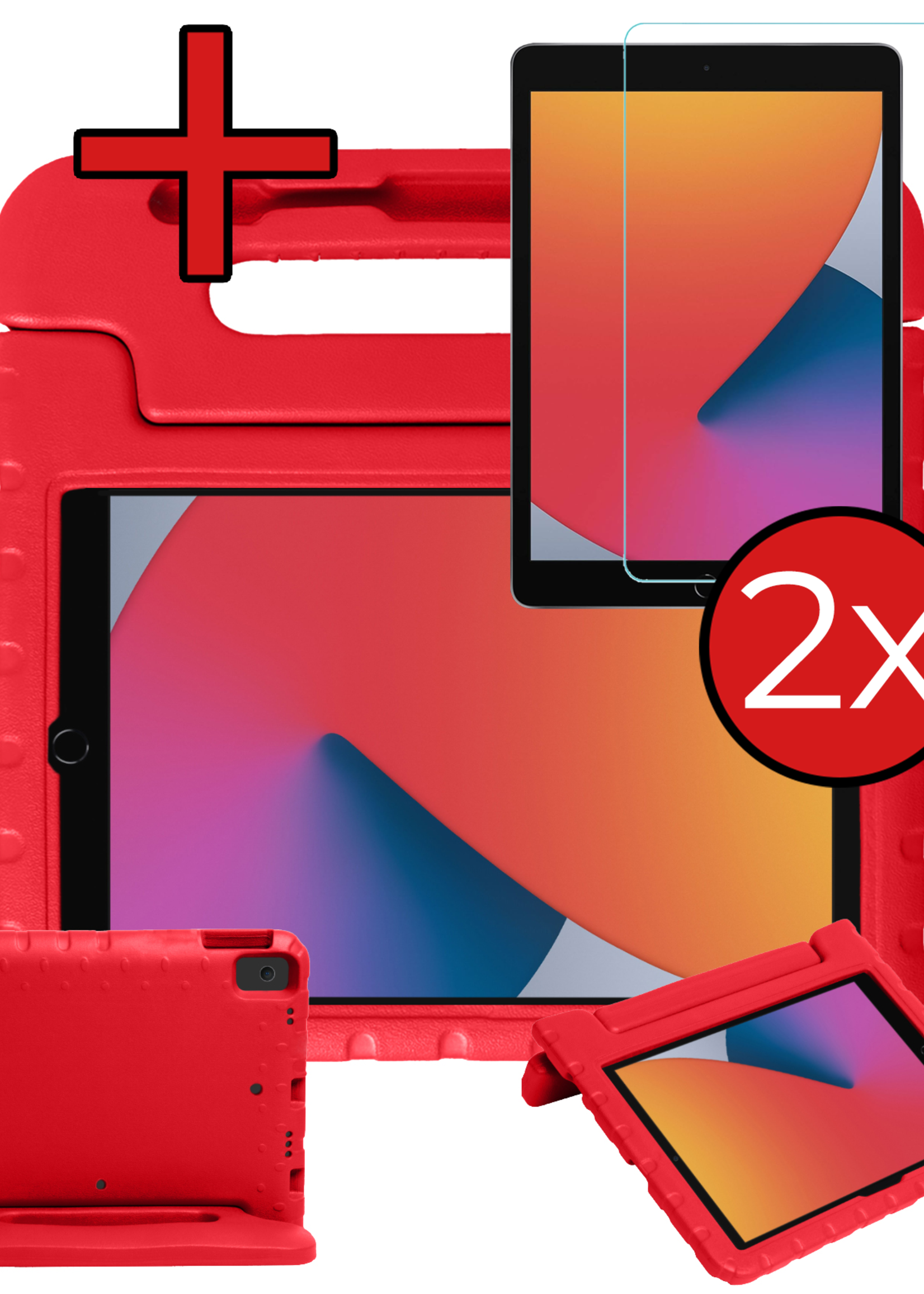 BTH BTH iPad 10.2 2019/2020 Kinderhoes Met 2x Screenprotector - Rood
