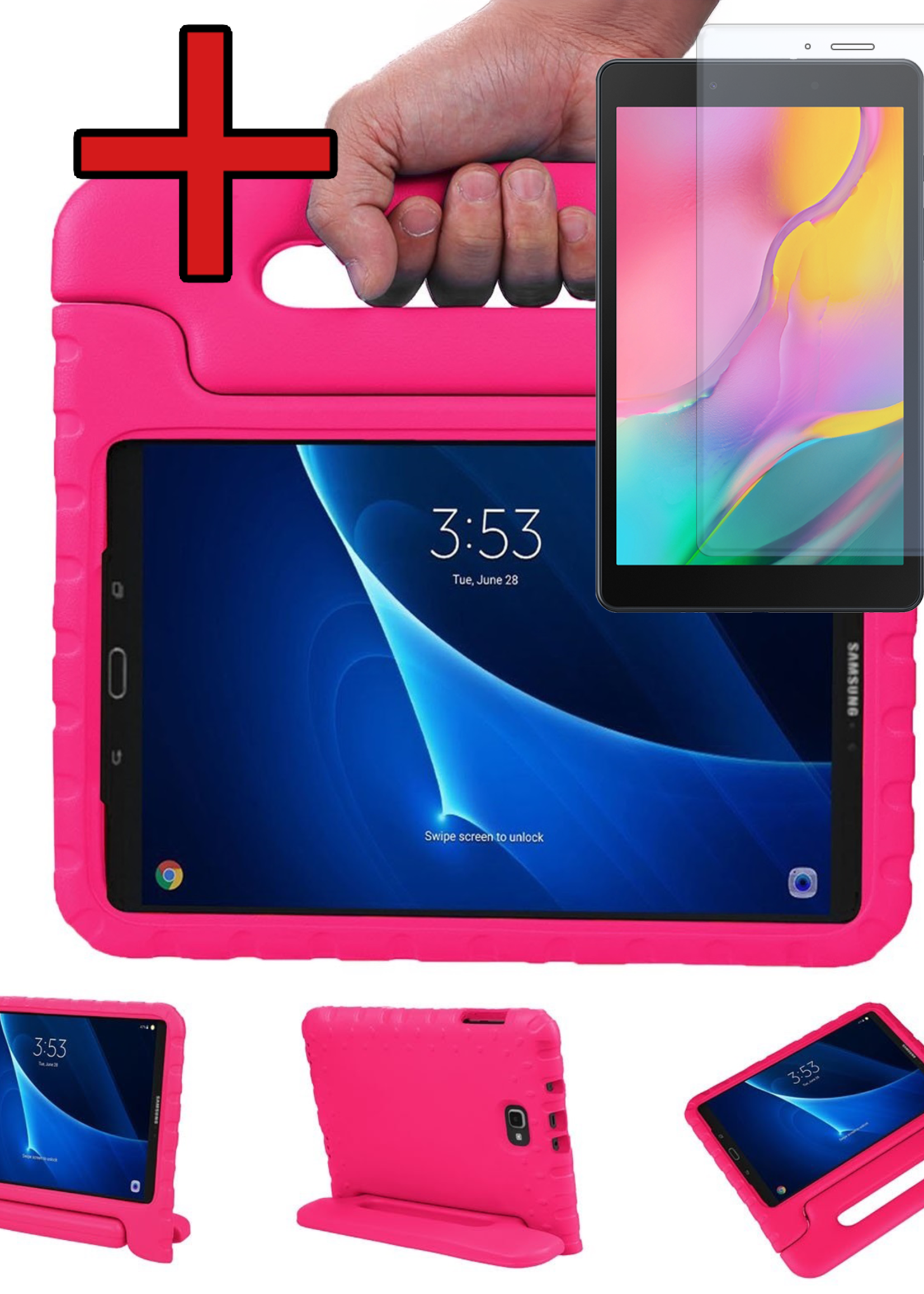 BTH BTH Samsung Galaxy Tab A 10.5 2018 Kinderhoes Met Screenprotector - Roze