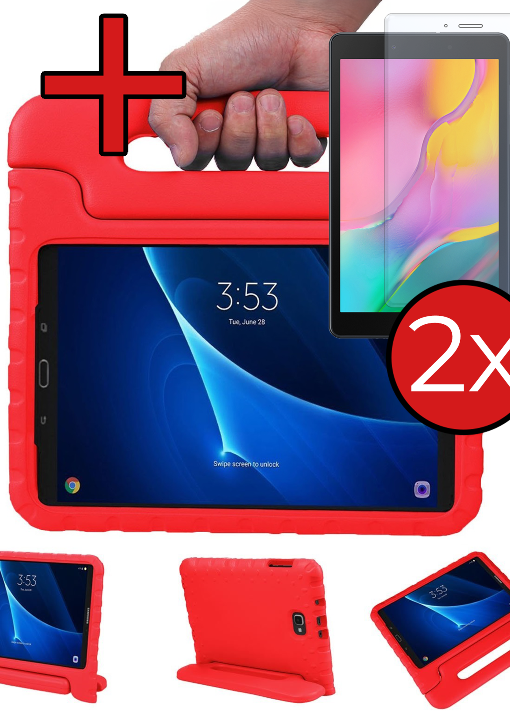 BTH BTH Samsung Galaxy Tab A 10.5 2018 Kinderhoes Met 2x Screenprotector - Rood