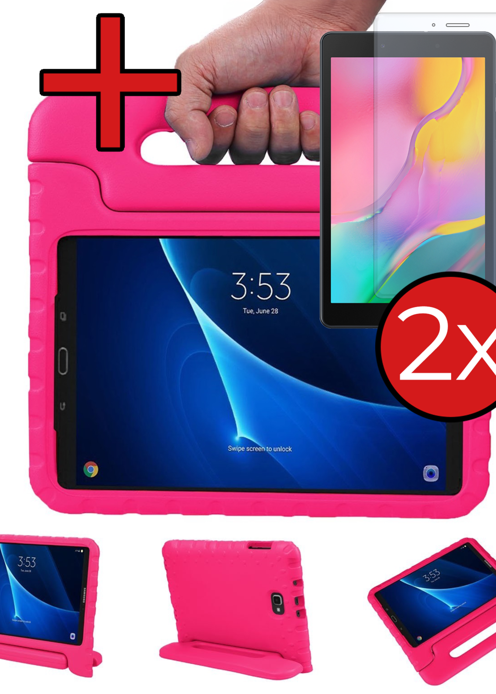 BTH BTH Samsung Galaxy Tab A 10.5 2018 Kinderhoes Met 2x Screenprotector - Roze