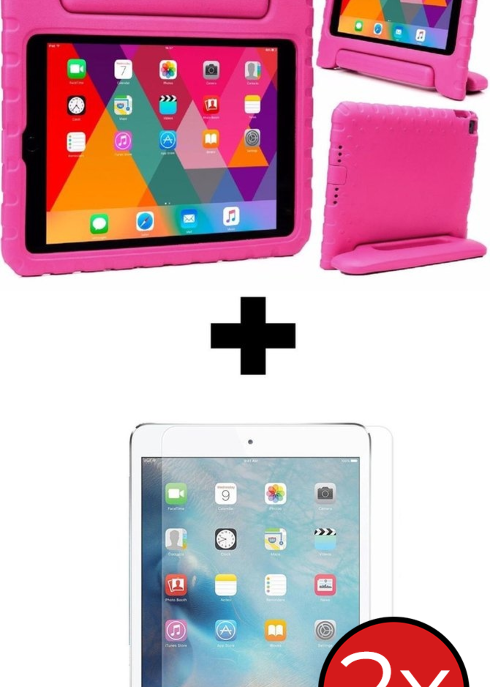 BTH BTH iPad 5 Kinderhoes - Met 2x Screenprotector - Roze
