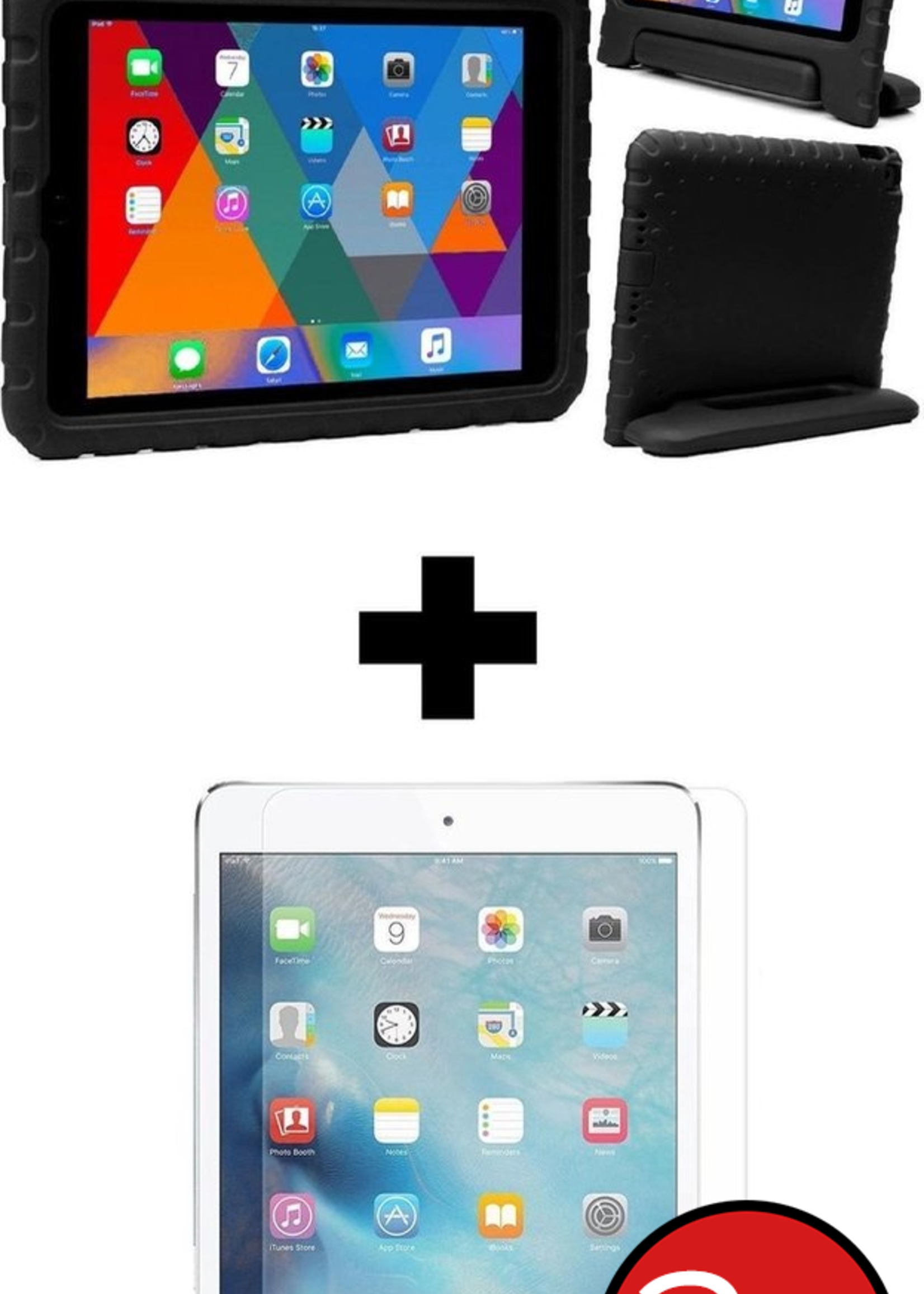 BTH BTH iPad 6 Kinderhoes - Met 2x Screenprotector - Zwart