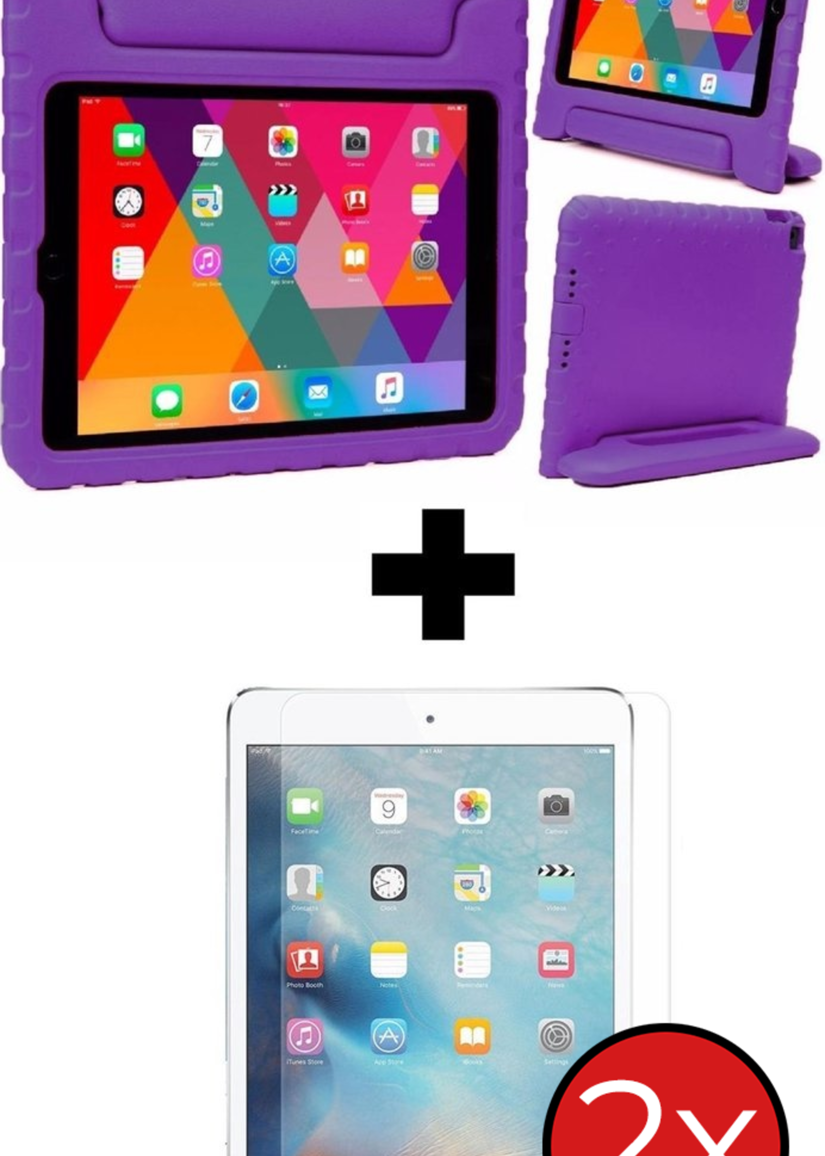 BTH BTH iPad 2018 Kinderhoes - Met 2x Screenprotector - Paars