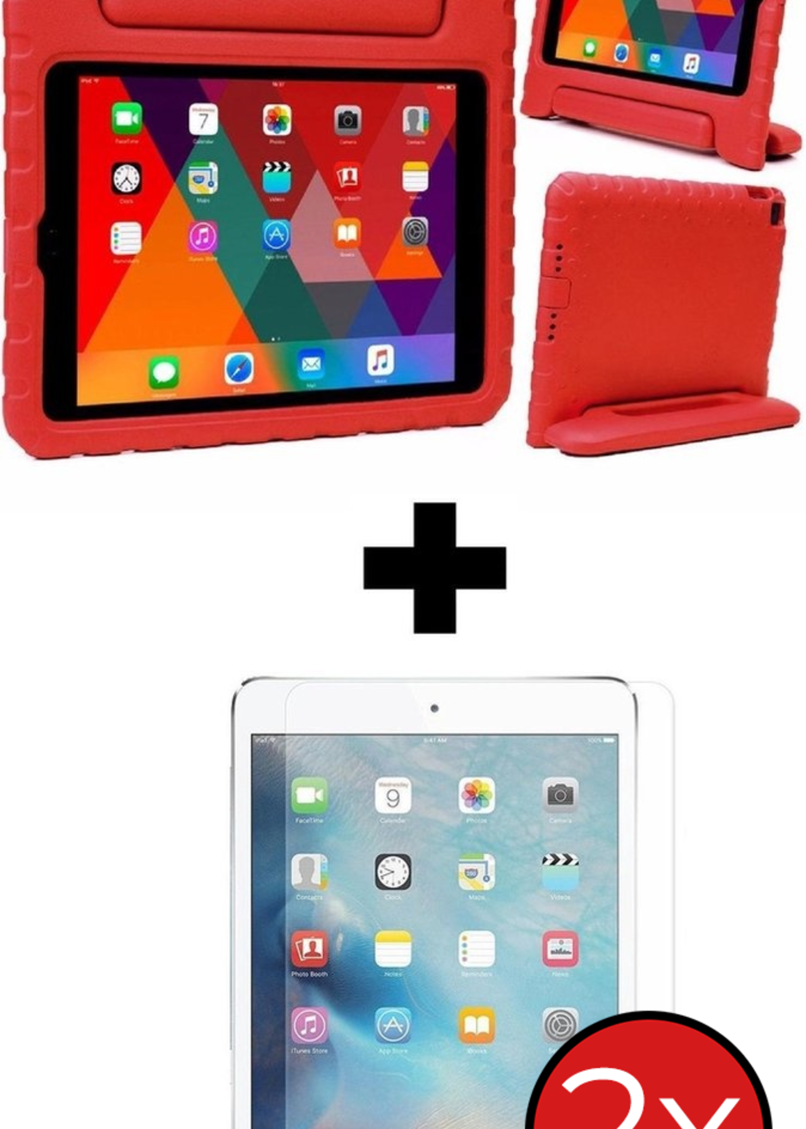 BTH BTH iPad 2018 Kinderhoes - Met 2x Screenprotector - Rood