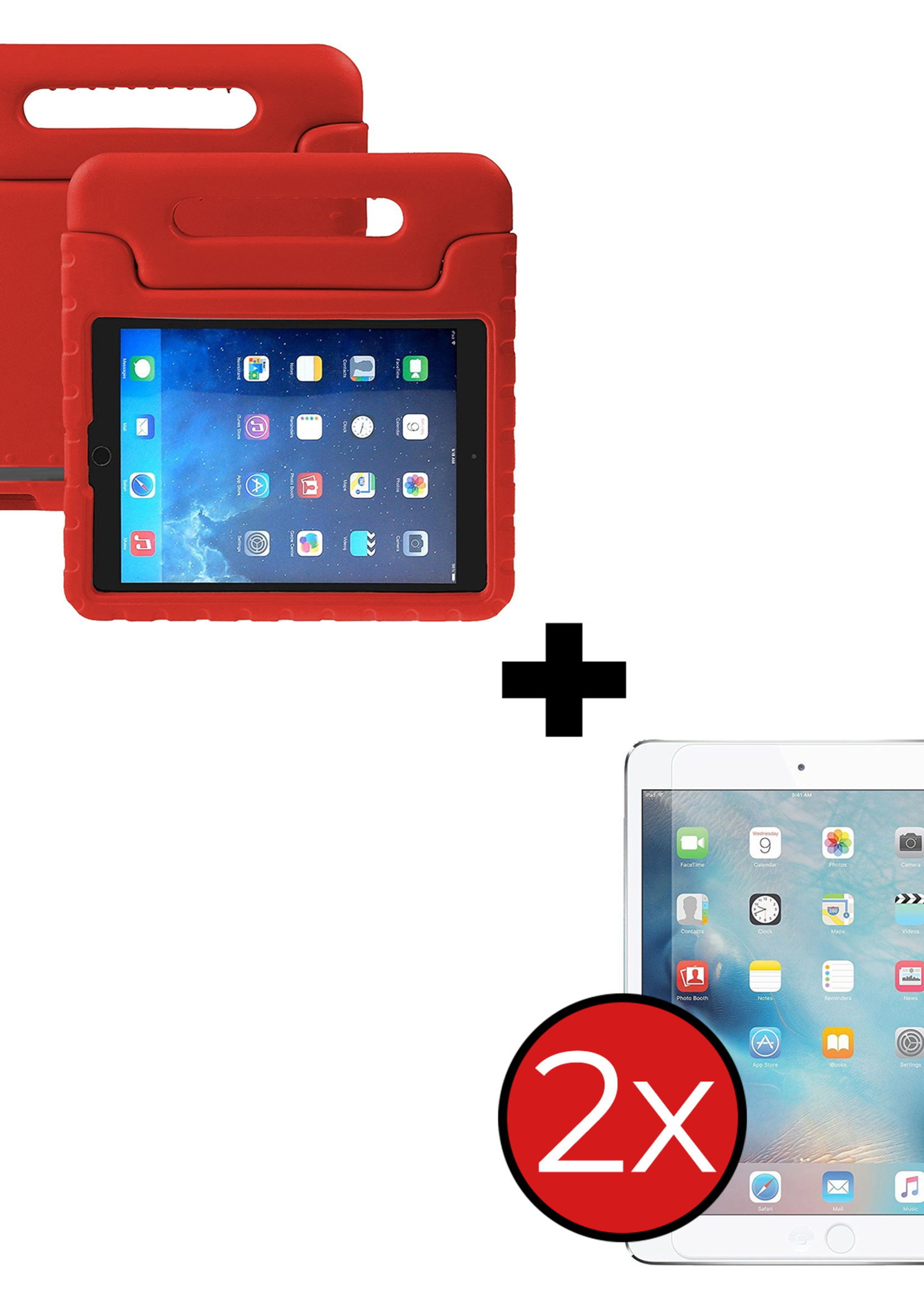 BTH BTH iPad Mini 3 Kinderhoes - Met 2x Screenprotector - Rood