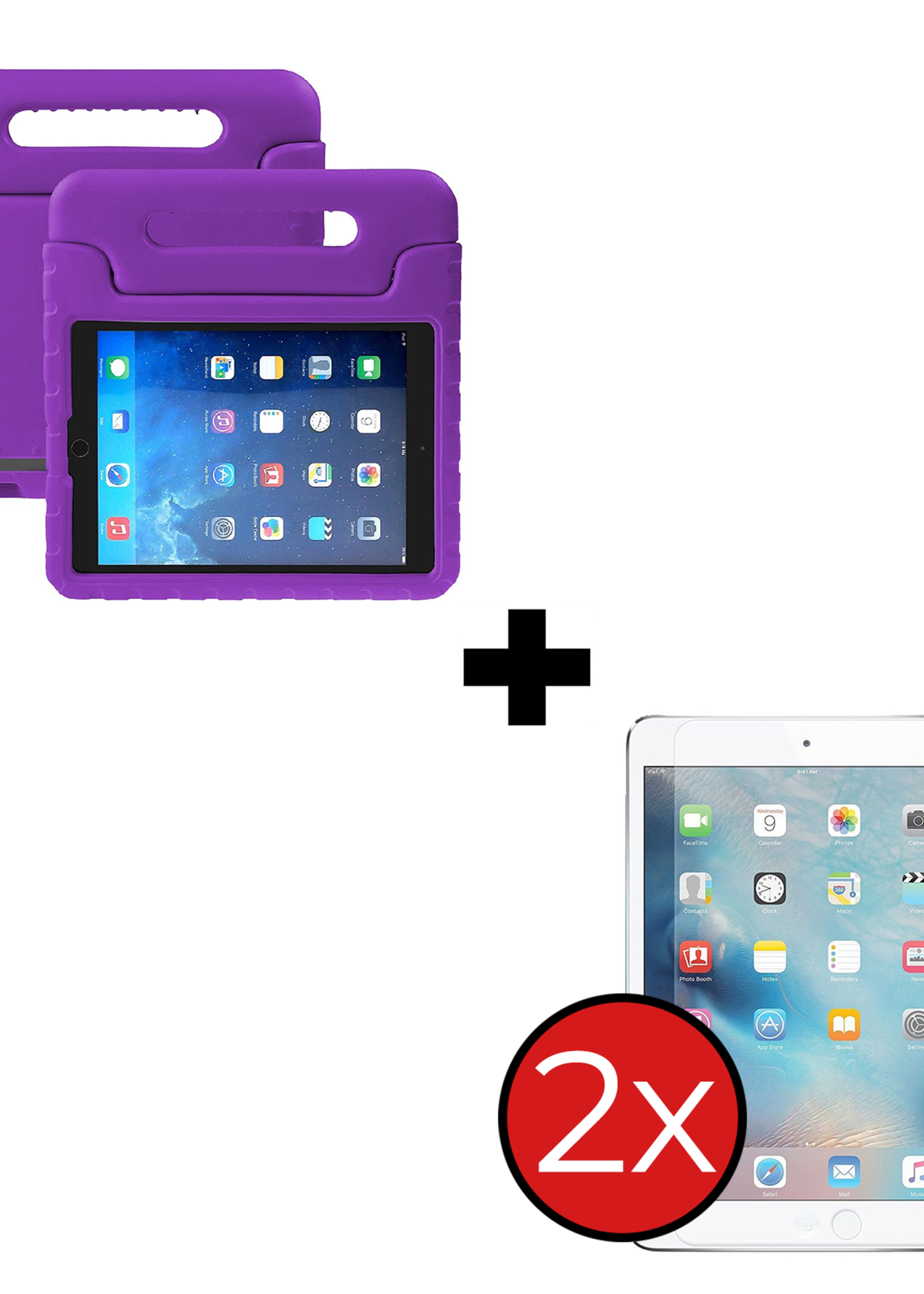 BTH BTH iPad 3 Kinderhoes - Met 2x Screenprotector - Paars
