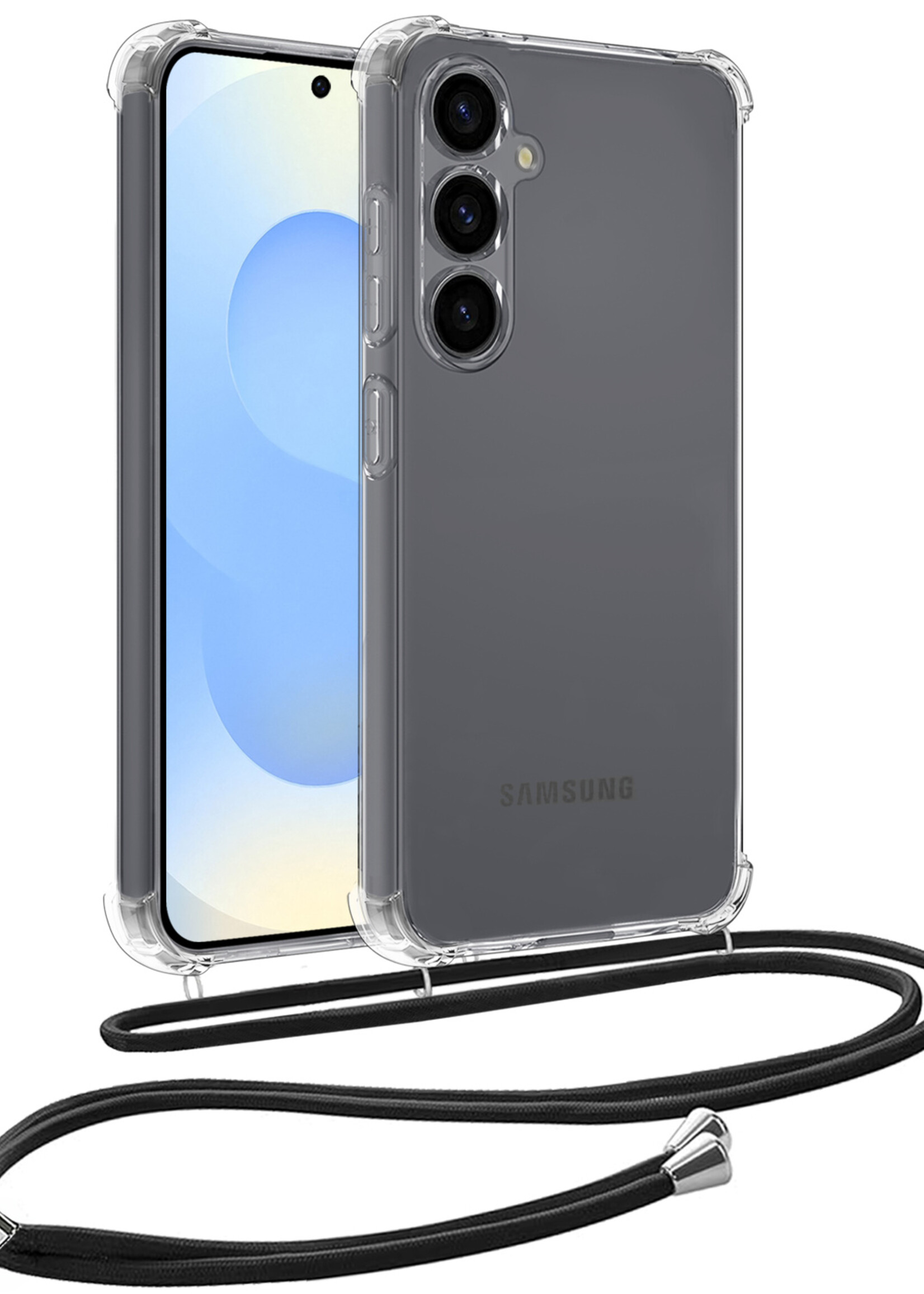 BTH BTH Samsung Galaxy S25 Hoesje Transparant Shockproof Met Zwart Koord