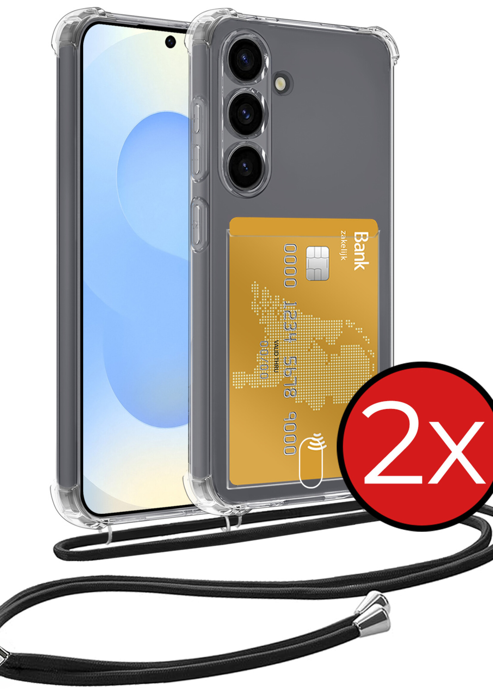 BTH BTH Samsung Galaxy S25 Hoesje Pashouder met Koord - 2 PACK