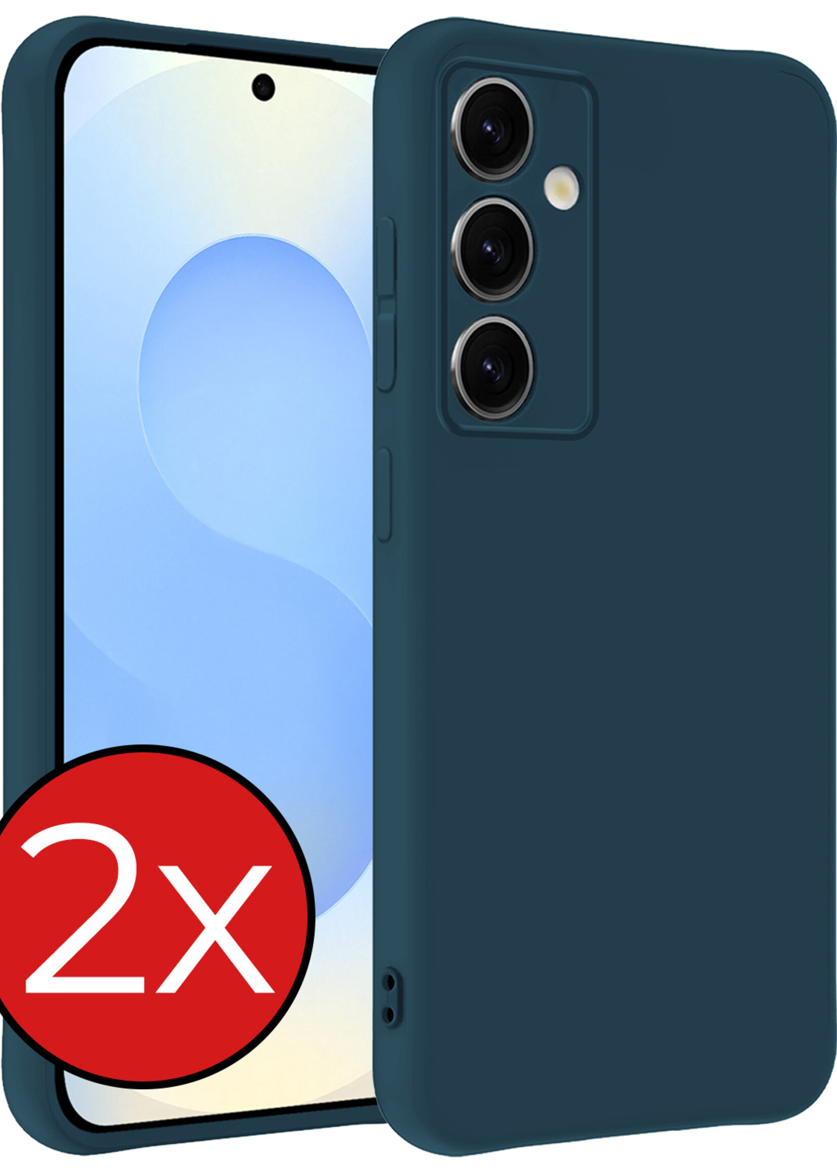 BTH BTH Samsung Galaxy S25 Hoesje Siliconen - Donkerblauw - 2 PACK