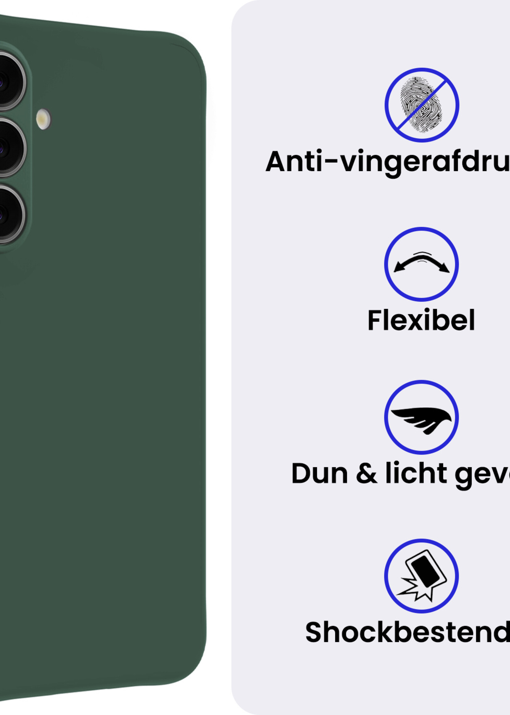 BTH BTH Samsung Galaxy S25 Hoesje Siliconen - Donkergroen - 2 PACK