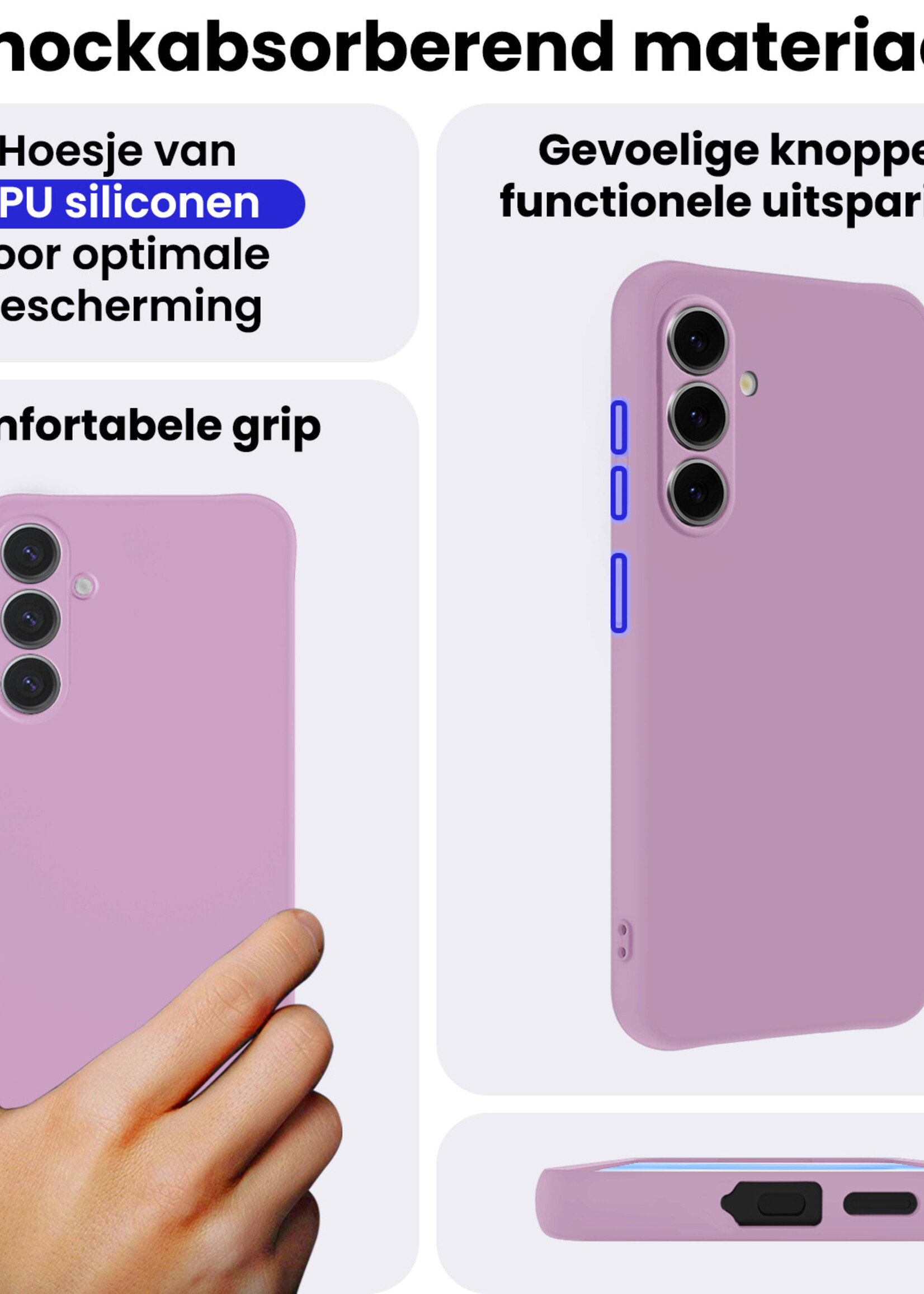 BTH BTH Samsung Galaxy S25 Hoesje Siliconen - Lila - 2 PACK