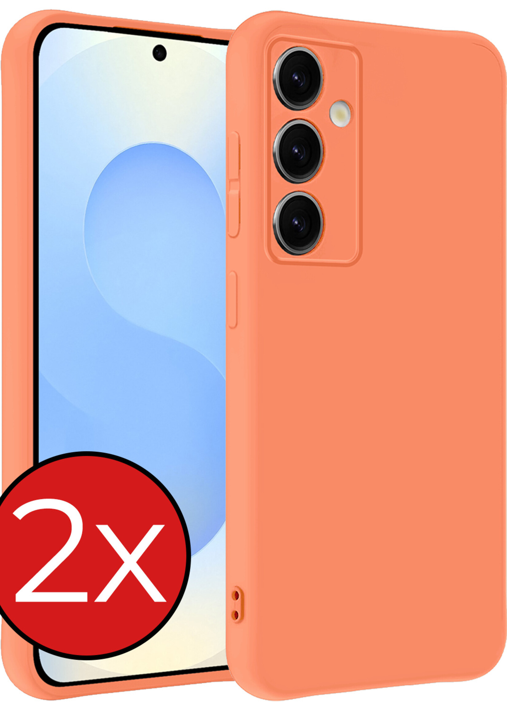 BTH BTH Samsung Galaxy S25 Hoesje Siliconen - Perzik - 2 PACK