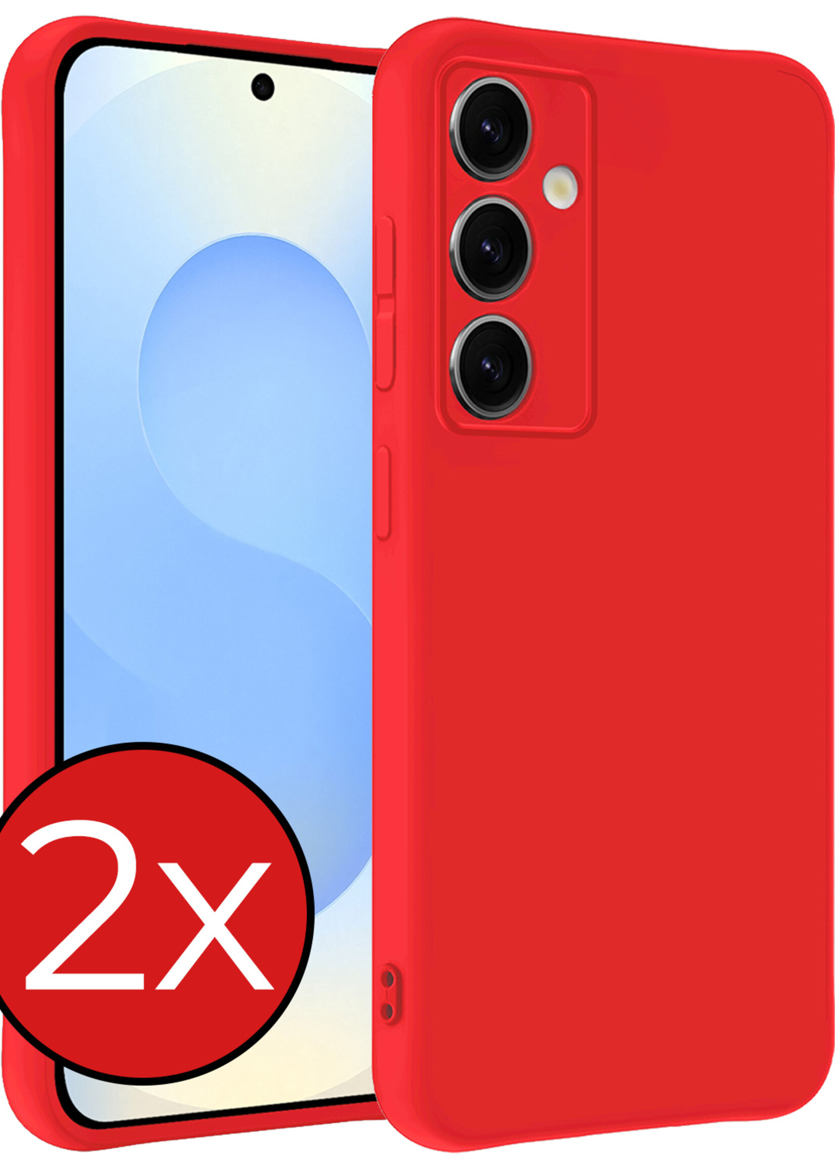 BTH BTH Samsung Galaxy S25 Hoesje Siliconen - Rood - 2 PACK