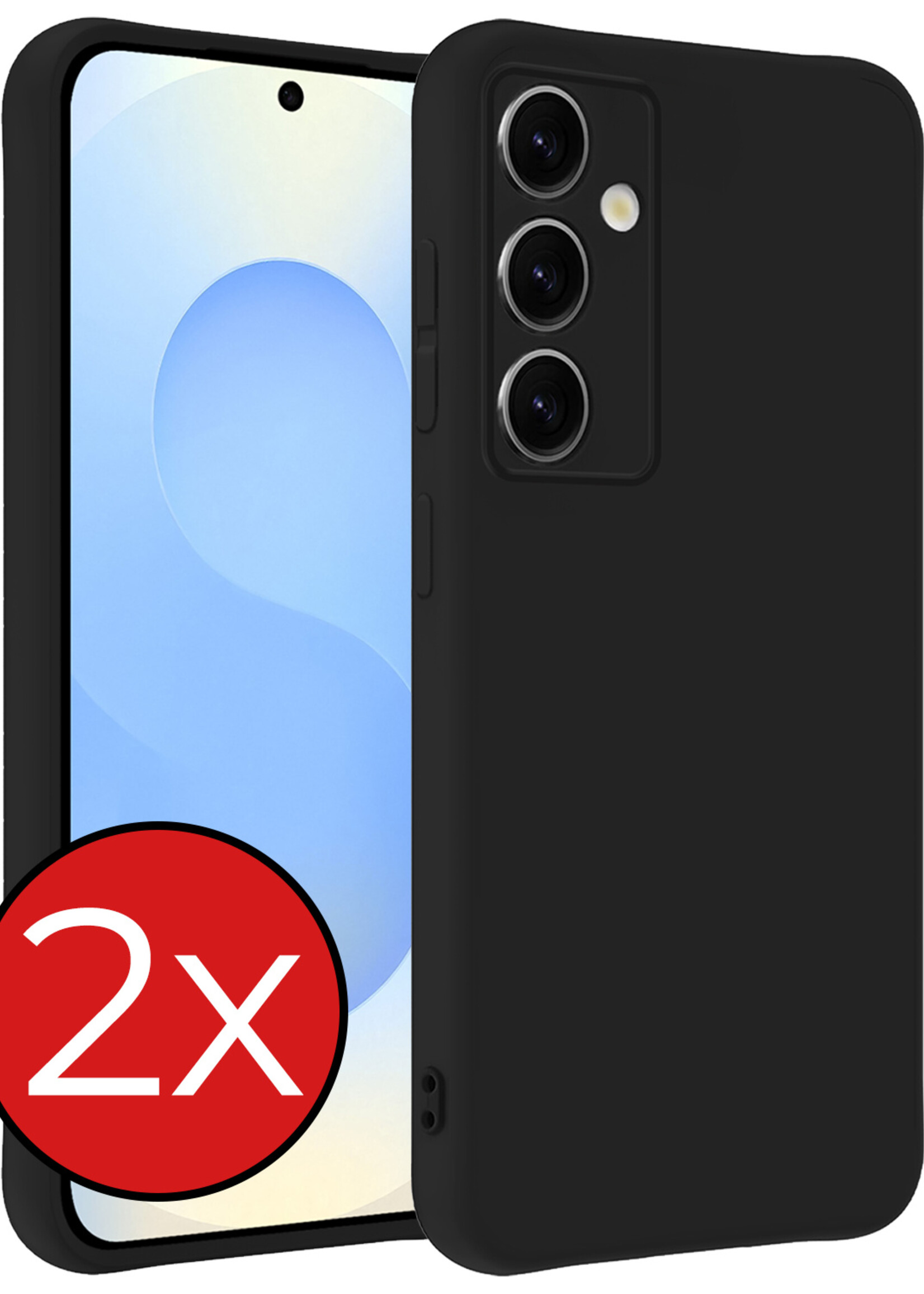BTH BTH Samsung Galaxy S25 Hoesje Siliconen - Zwart - 2 PACK