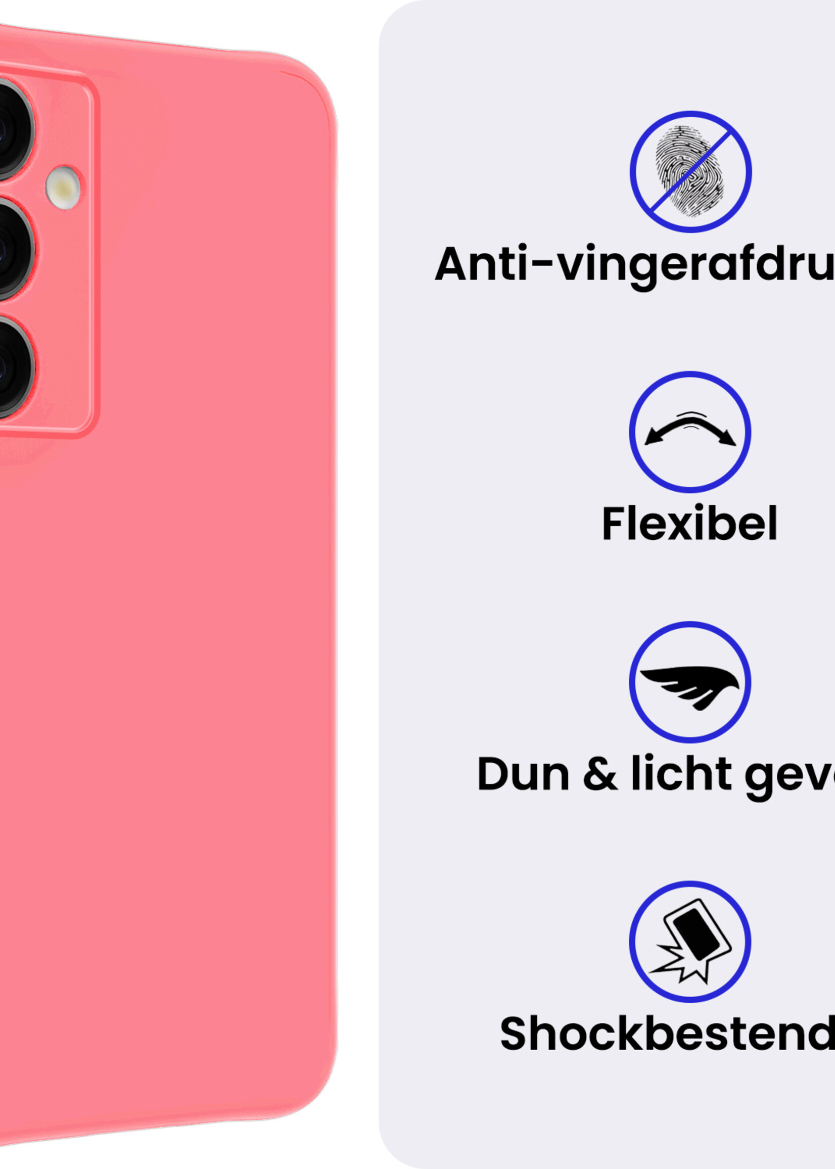 BTH BTH Samsung Galaxy S25 Hoesje Siliconen Met Screenprotector - Lichtroze
