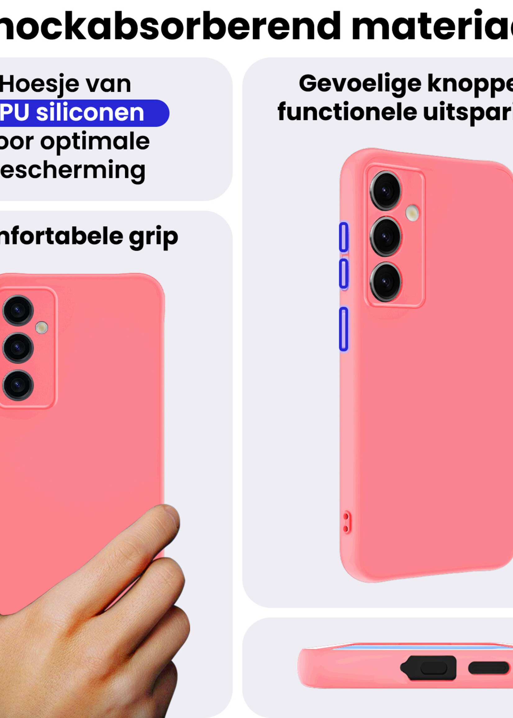 BTH BTH Samsung Galaxy S25 Hoesje Siliconen Met Screenprotector - Lichtroze