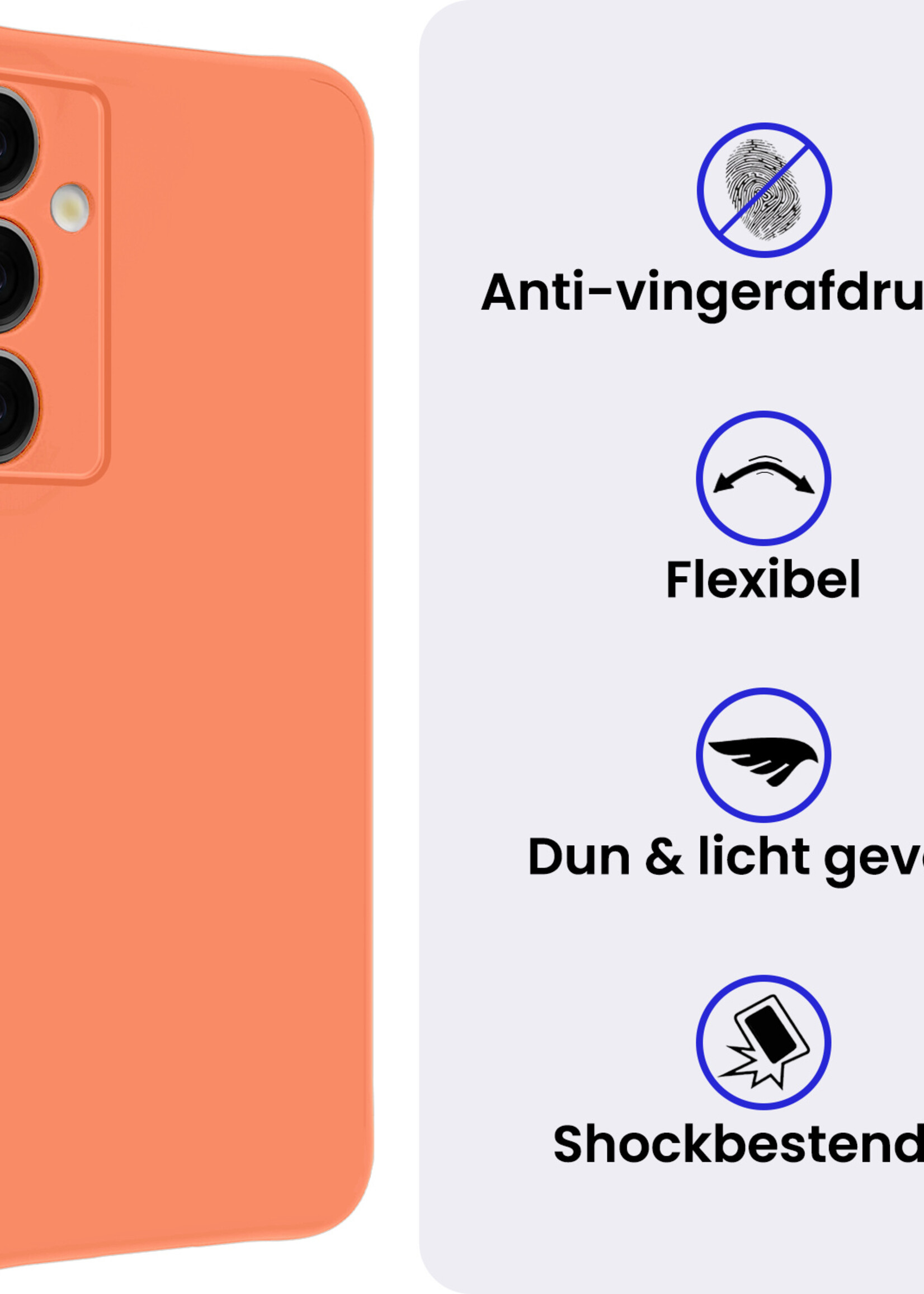 BTH BTH Samsung Galaxy S25 Hoesje Siliconen Met Screenprotector - Perzik
