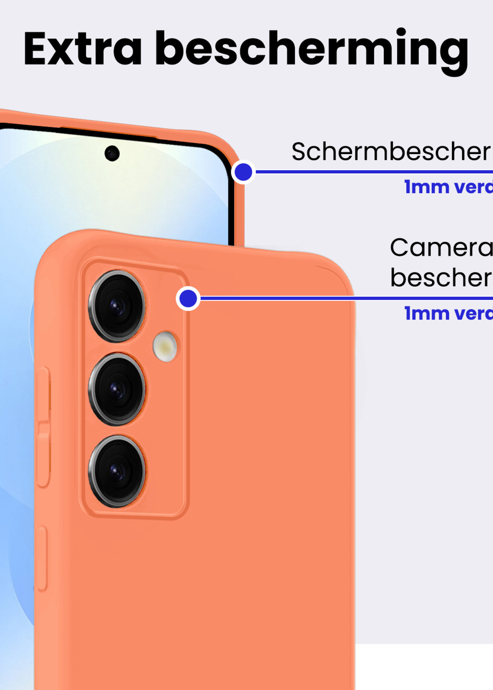 BTH BTH Samsung Galaxy S25 Hoesje Siliconen Met Screenprotector - Perzik