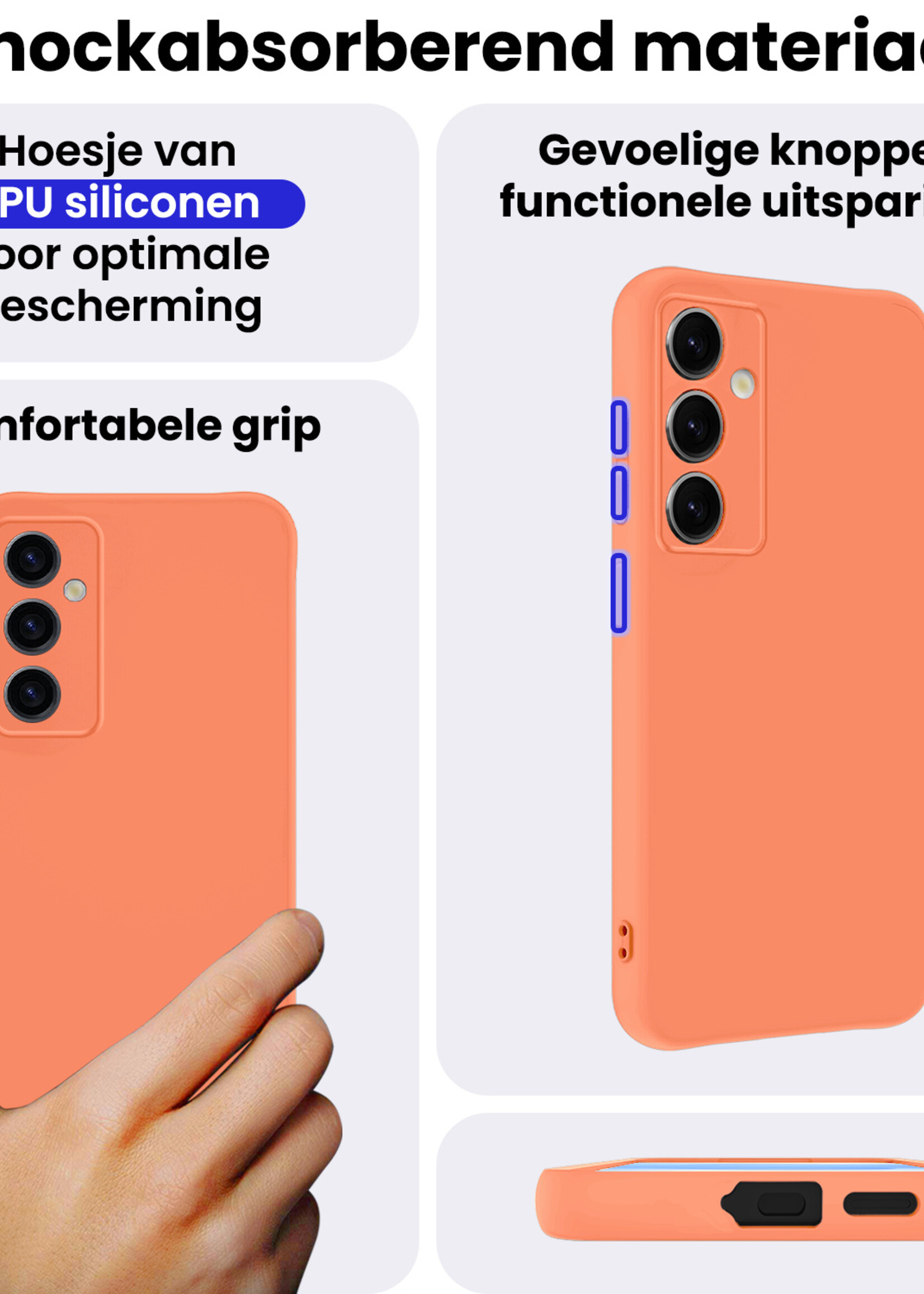 BTH BTH Samsung Galaxy S25 Hoesje Siliconen Met Screenprotector - Perzik