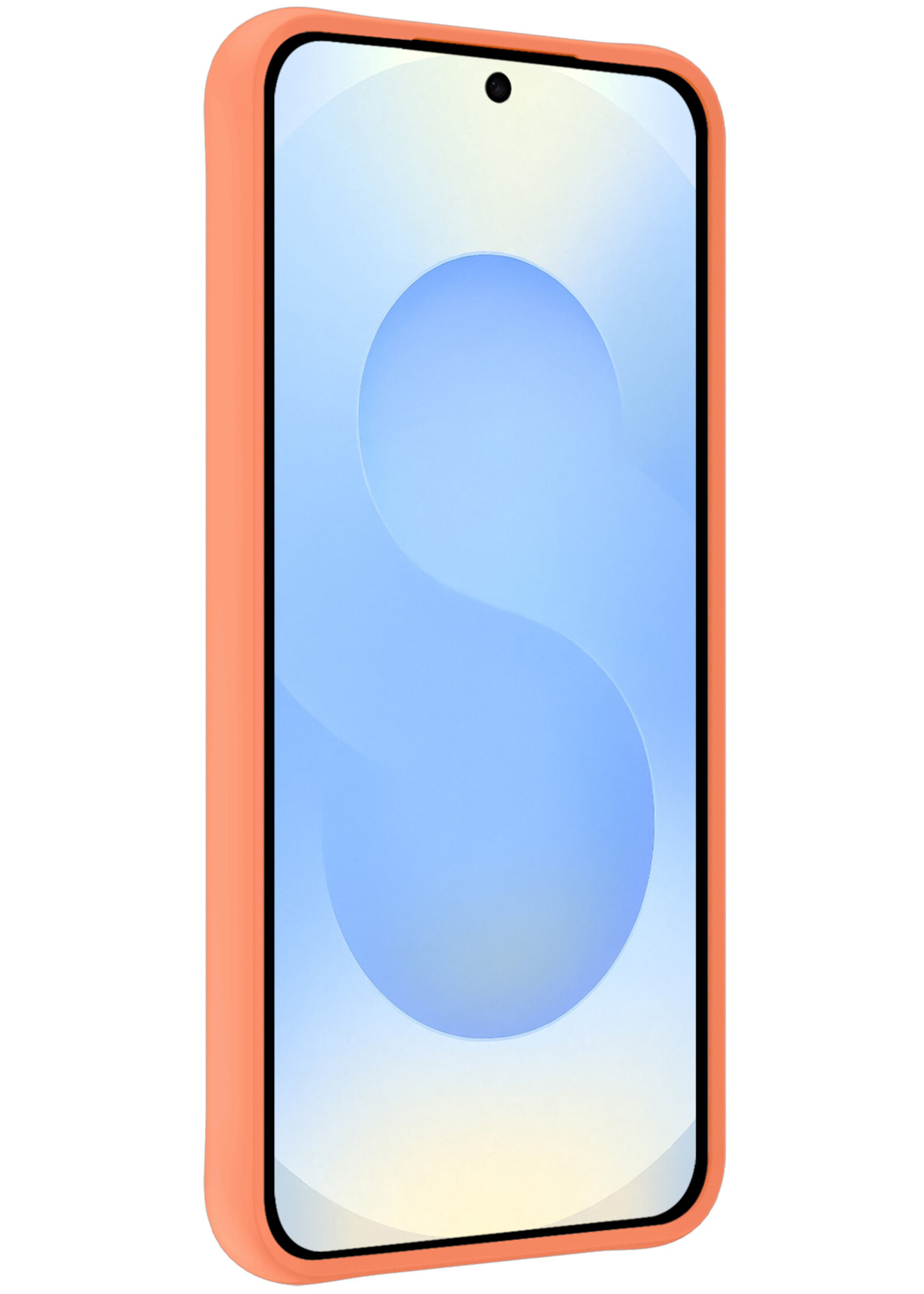 BTH BTH Samsung Galaxy S25 Hoesje Siliconen Met Screenprotector - Perzik