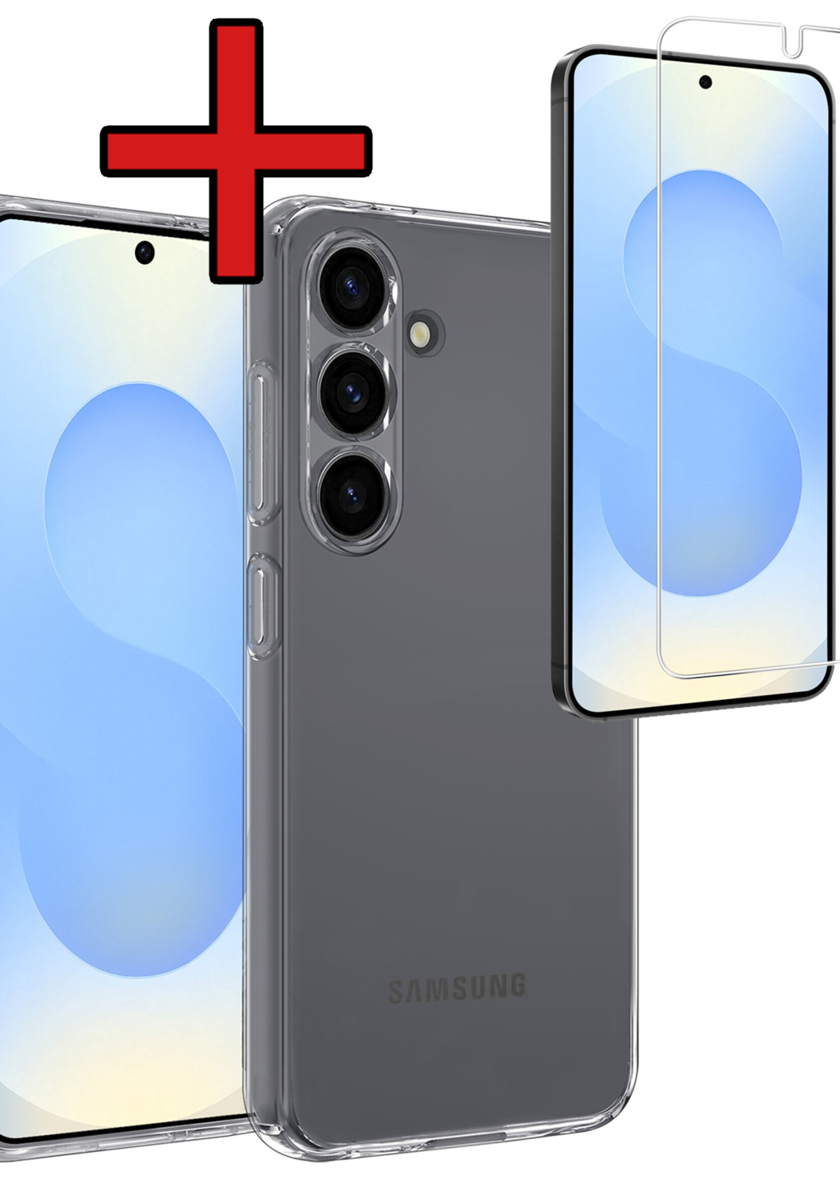 BTH BTH Samsung Galaxy S25 Hoesje Siliconen Met Screenprotector - Transparant