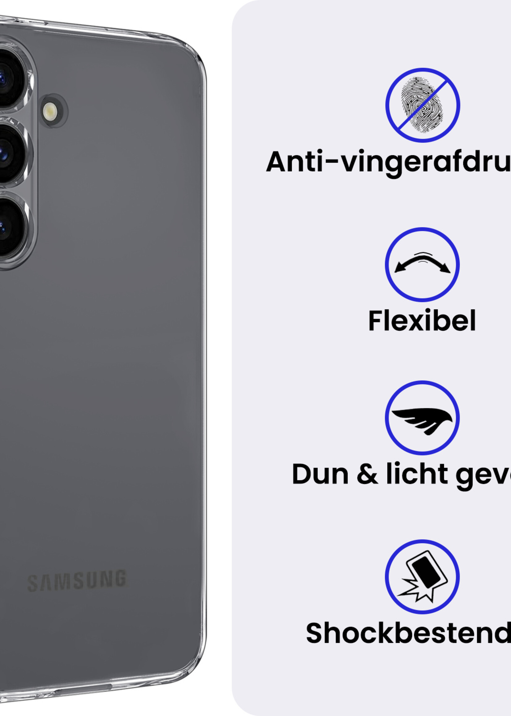 BTH BTH Samsung Galaxy S25 Hoesje Siliconen Met Screenprotector - Transparant