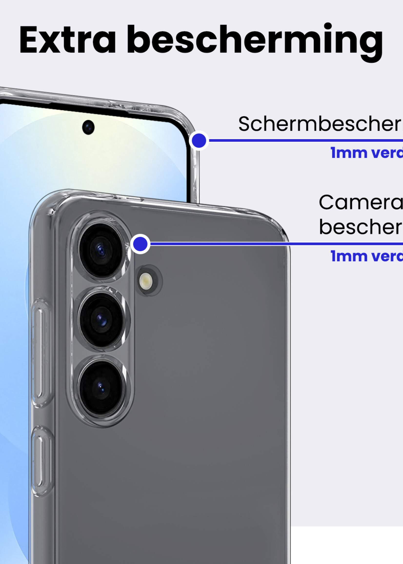 BTH BTH Samsung Galaxy S25 Hoesje Siliconen Met Screenprotector - Transparant