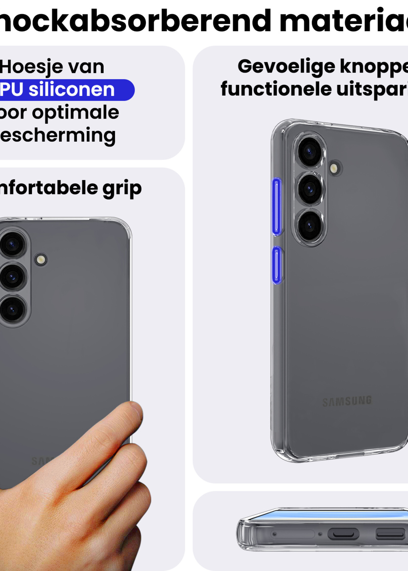 BTH BTH Samsung Galaxy S25 Hoesje Siliconen Met Screenprotector - Transparant