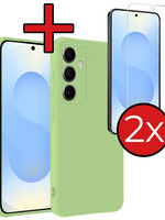 BTH BTH Samsung Galaxy S25 Hoesje Siliconen Met 2x Screenprotector - Groen