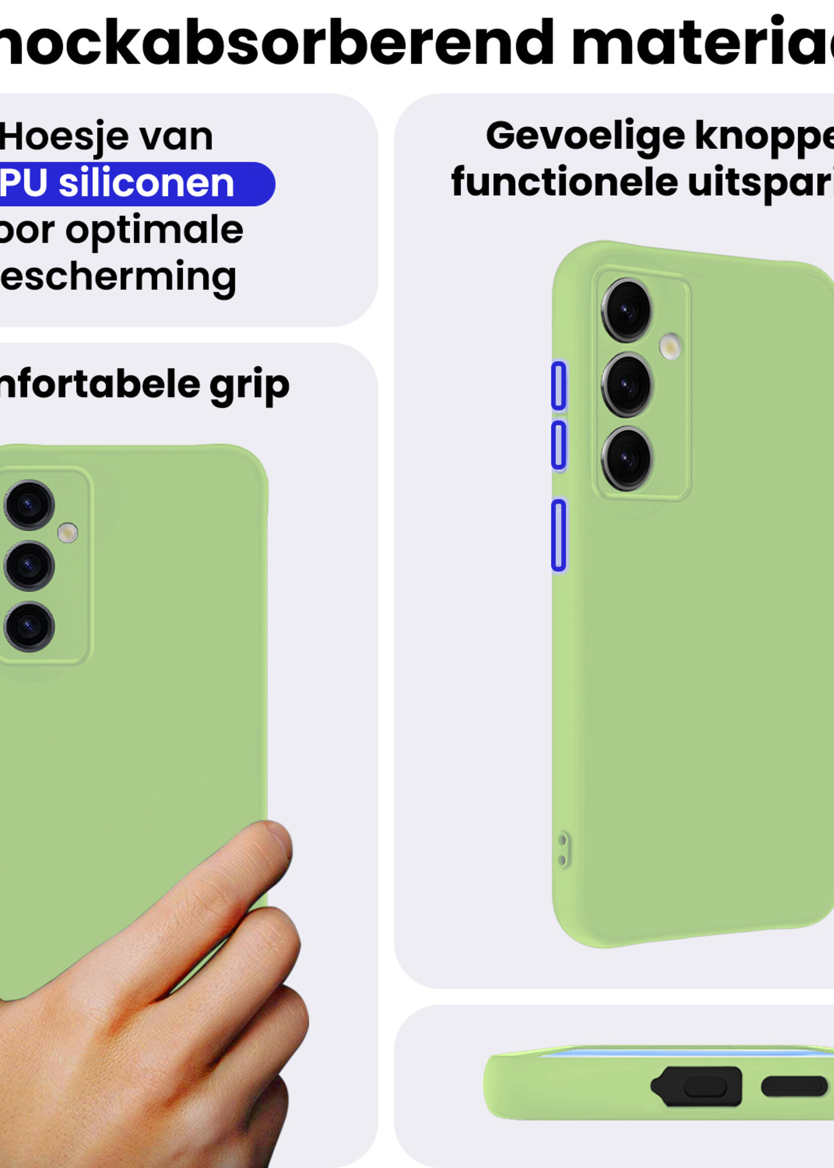 BTH BTH Samsung Galaxy S25 Hoesje Siliconen Met 2x Screenprotector - Groen