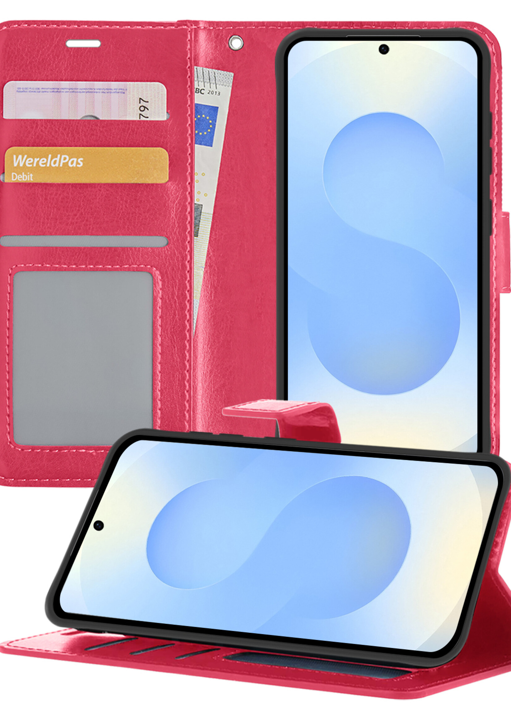 BTH BTH Samsung Galaxy S25 Hoesje Bookcase - Donkerroze